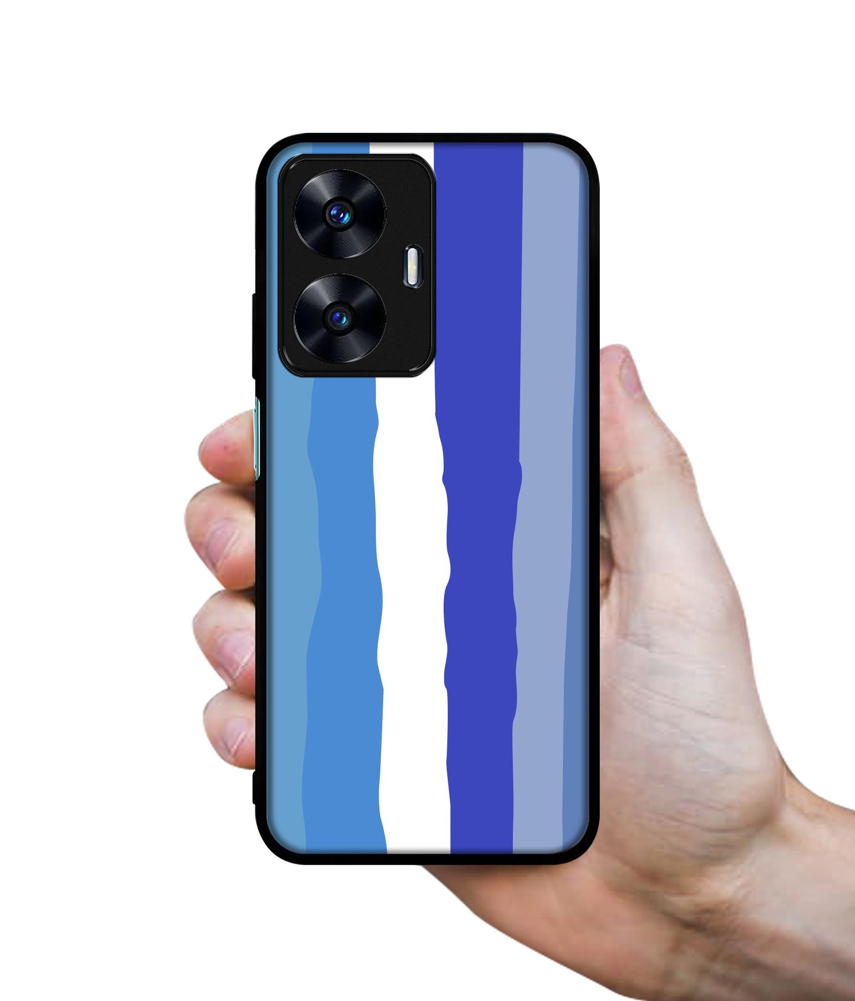 Blue Stripes Rainbow Designer 2D Printed Back Case Cover for Realme C55 4G / Narzo N55 4G
