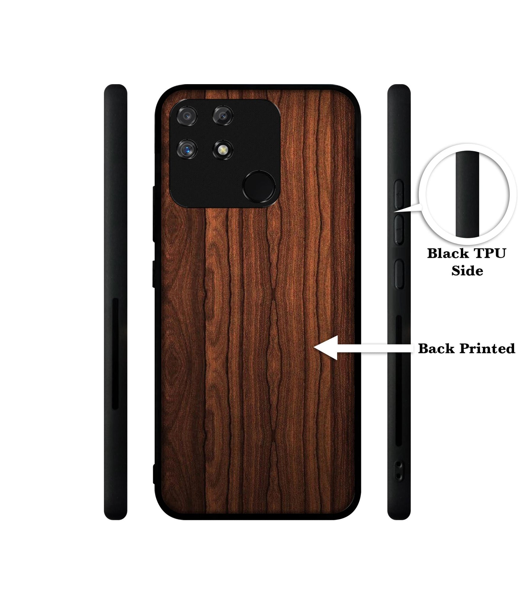 Brown Wooden Texture Designer 2D Printed Back Case Cover for Realme Narzo 50A 4G