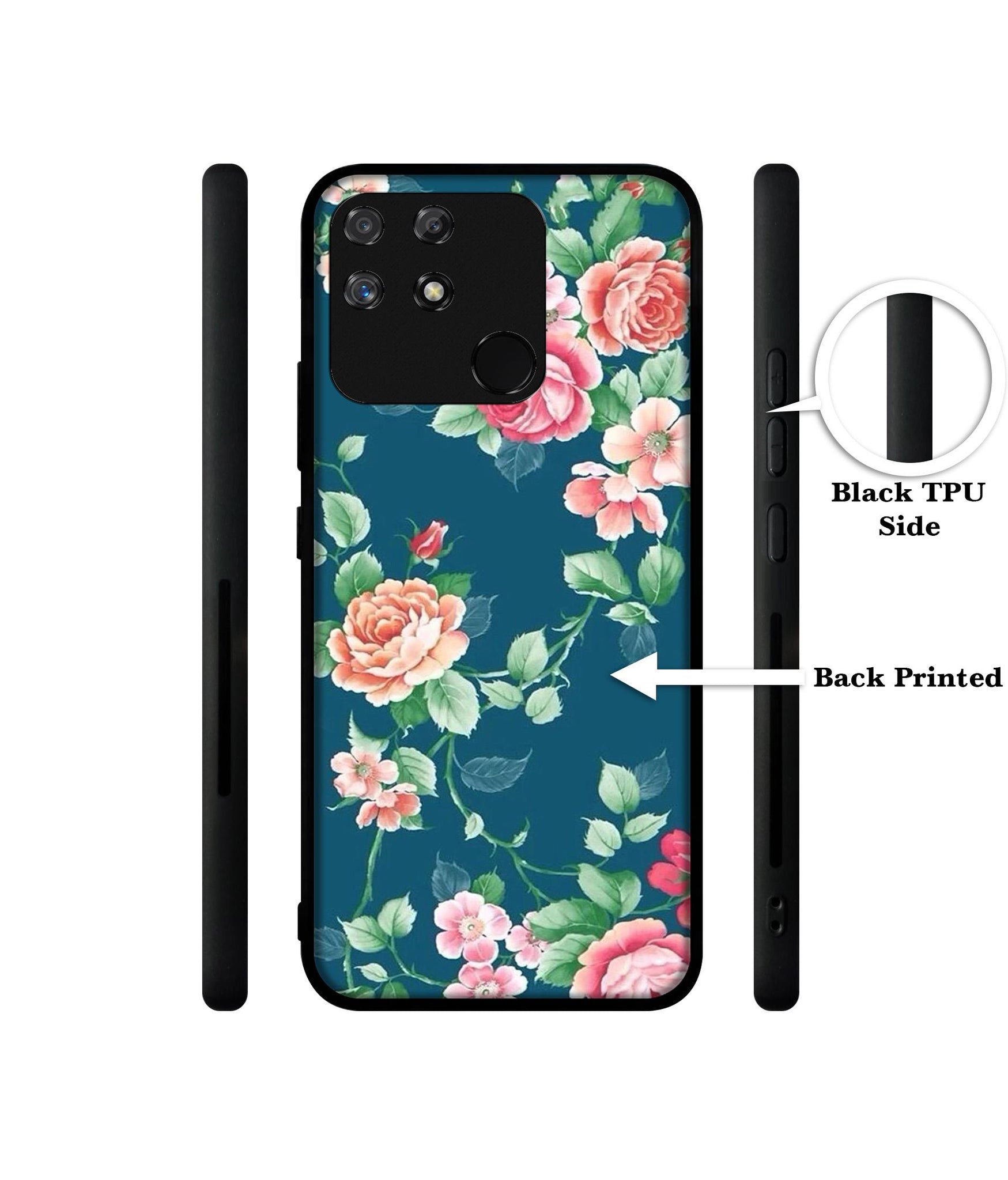 Vintage Floral Designer 2D Printed Back Case Cover for Realme Narzo 50A 4G