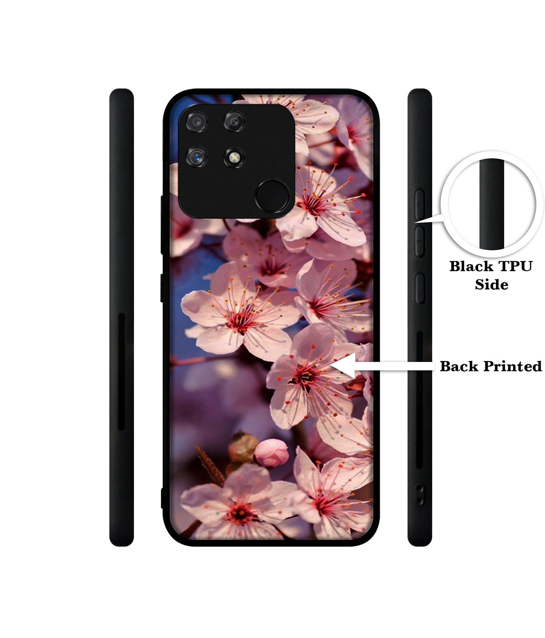 Pink Flowers Pattern Designer 2D Printed Back Case Cover for Realme Narzo 50A 4G