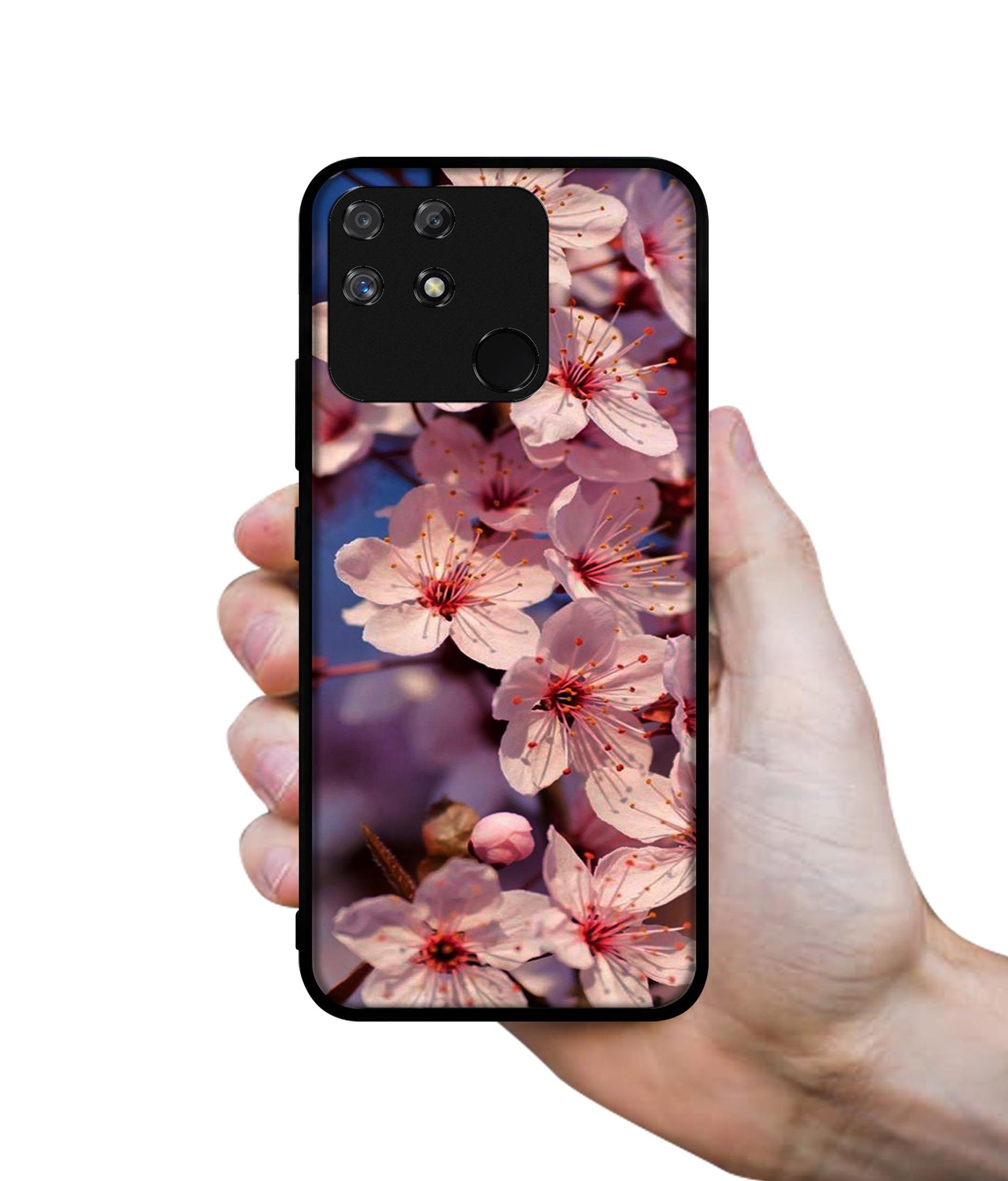 Pink Flowers Pattern Designer 2D Printed Back Case Cover for Realme Narzo 50A 4G