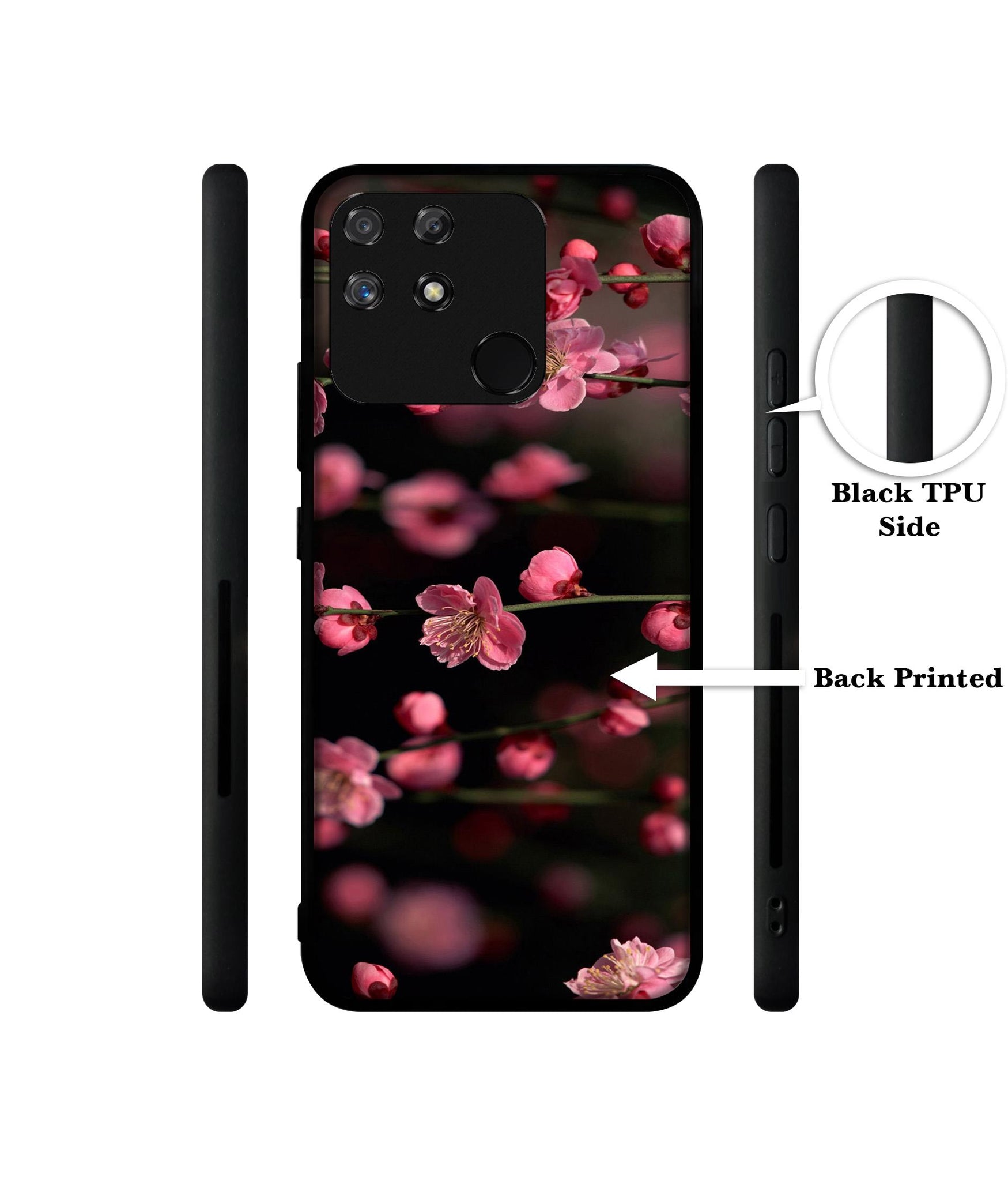 Pink Flowers Designer 2D Printed Back Case Cover for Realme Narzo 50A 4G