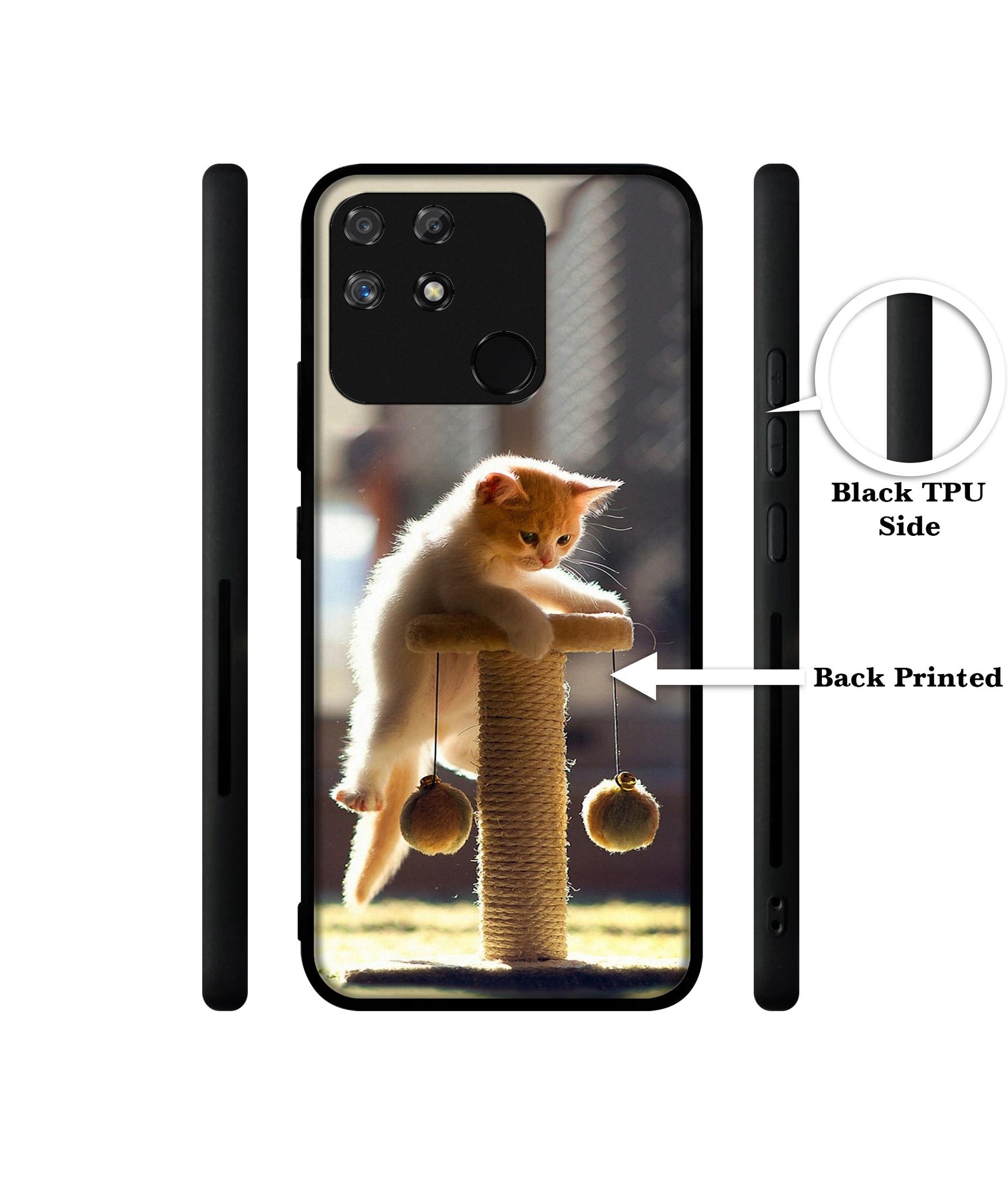Cat Climbing Designer 2D Printed Back Case Cover for Realme Narzo 50A 4G