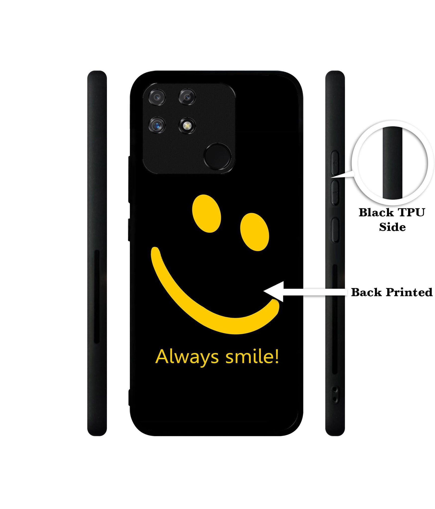 Always Smile Quote Designer 2D Printed Back Case Cover for Realme Narzo 50A 4G