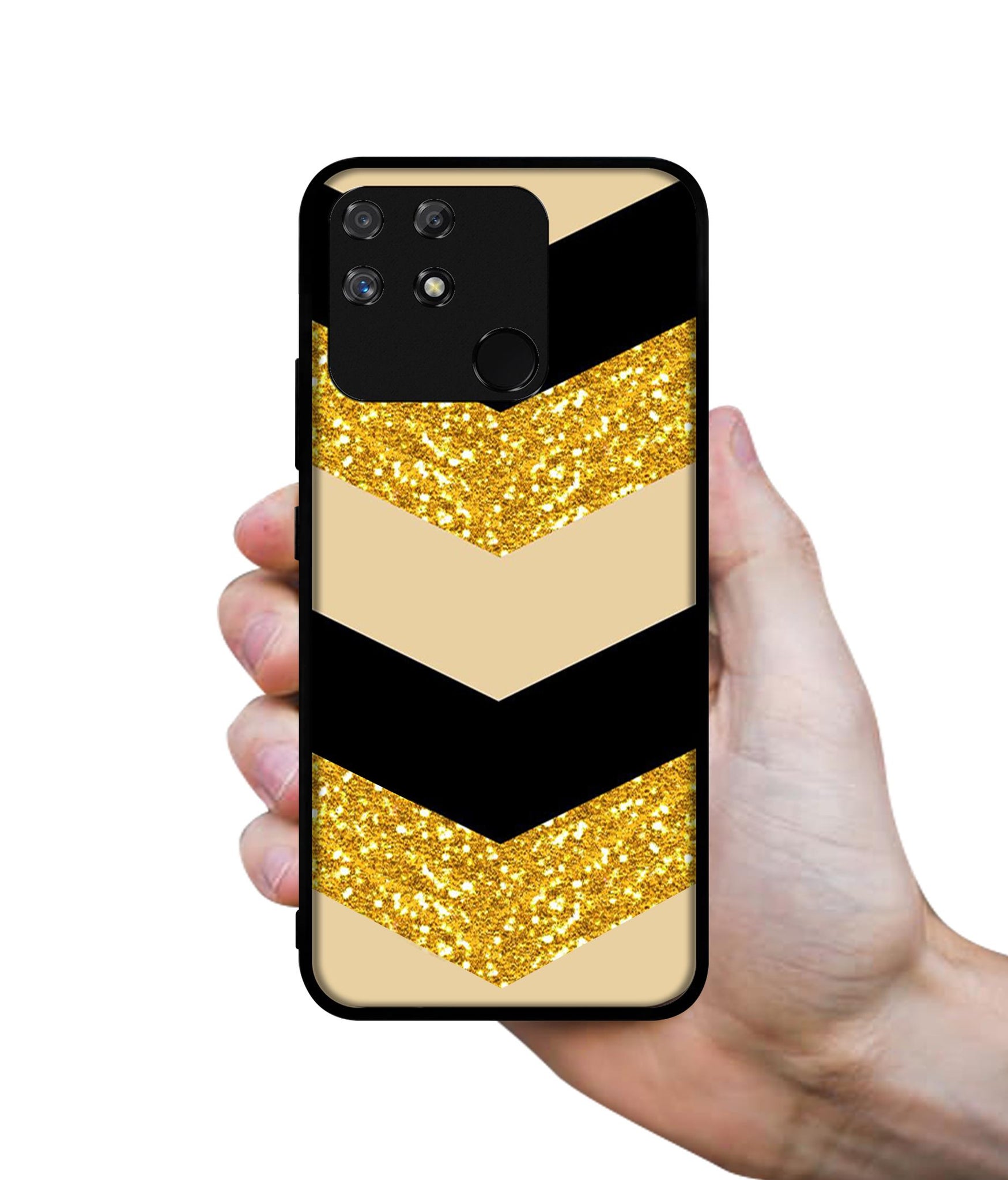 Black & Gold Designer 2D Printed Back Case Cover for Realme Narzo 50A 4G