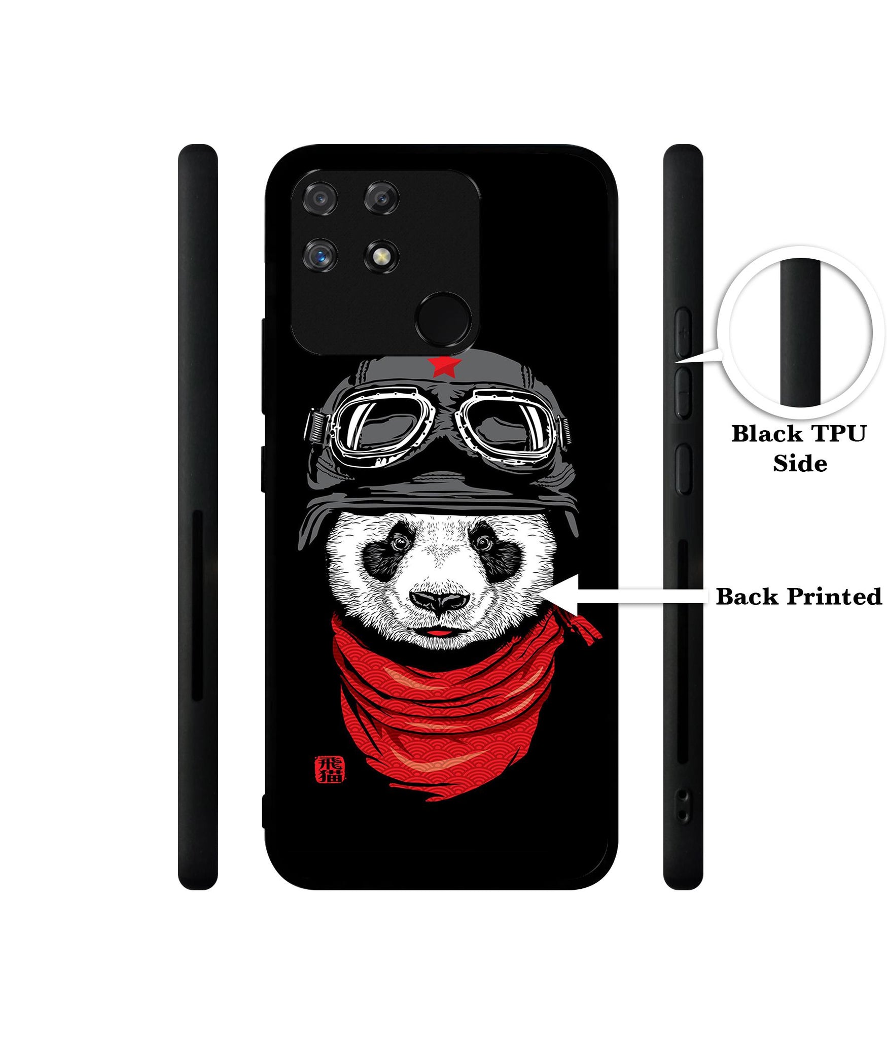 Biker Panda Designer 2D Printed Back Case Cover for Realme Narzo 50A 4G