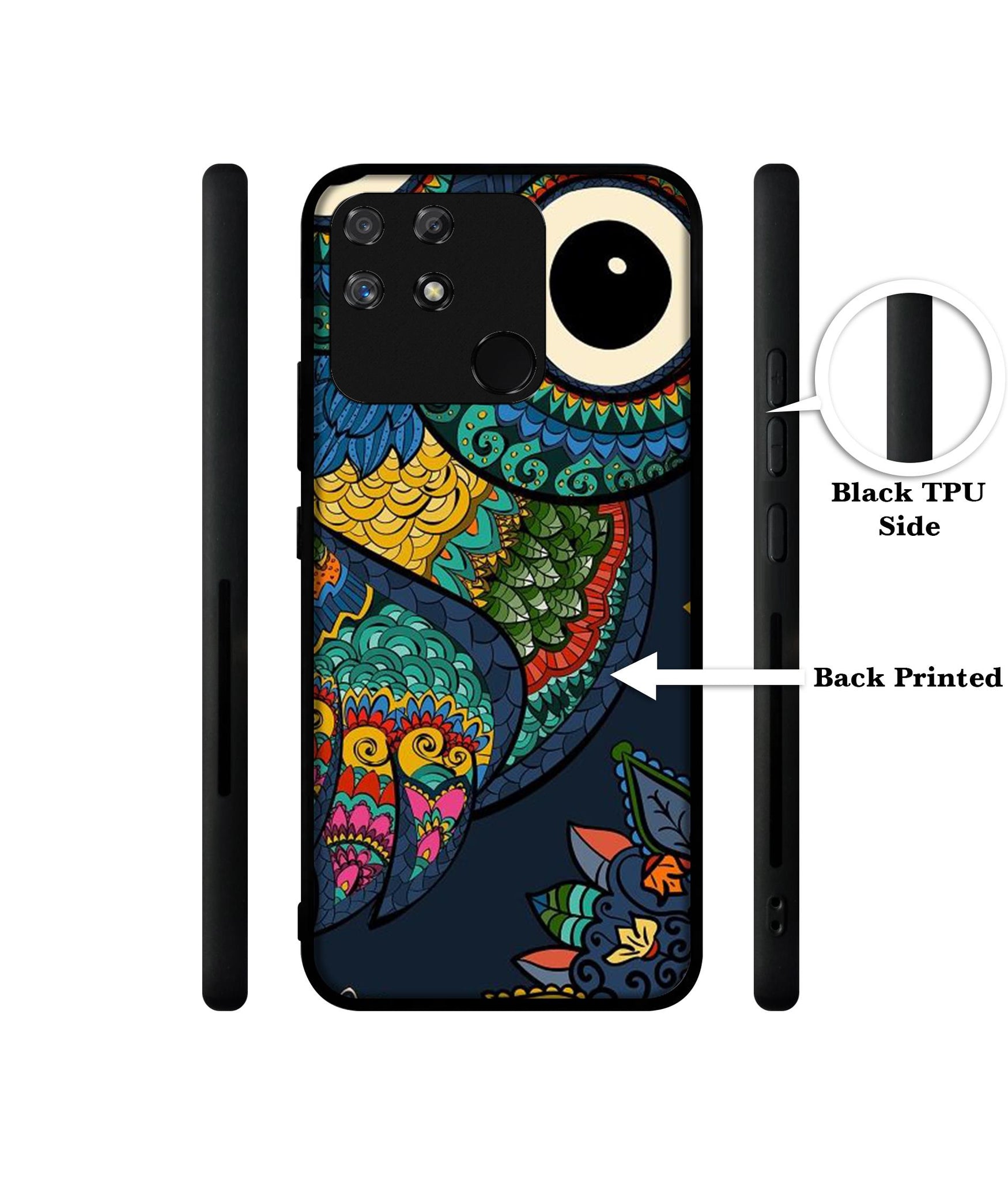 Owl Illustration Designer 2D Printed Back Case Cover for Realme Narzo 50A 4G