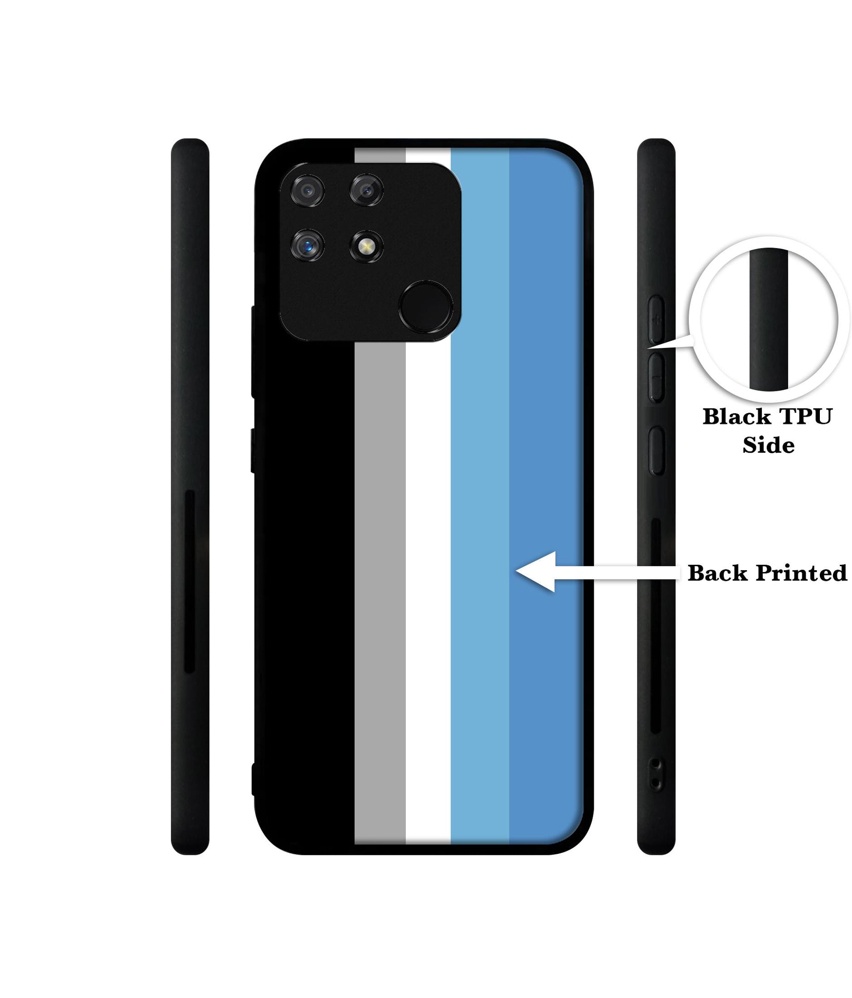 White and Blue Lines Designer 2D Printed Back Case Cover for Realme Narzo 50A 4G