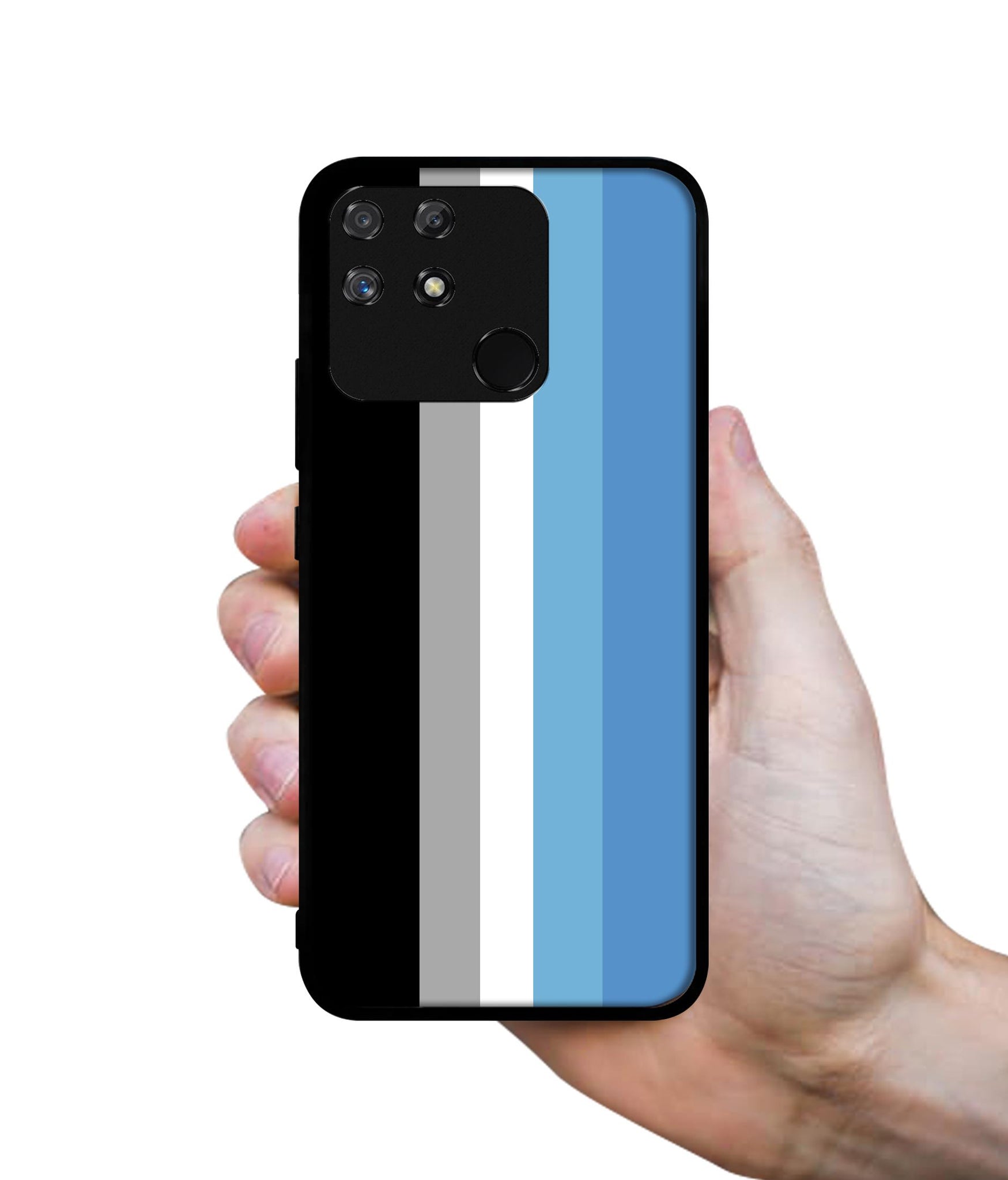 White and Blue Lines Designer 2D Printed Back Case Cover for Realme Narzo 50A 4G