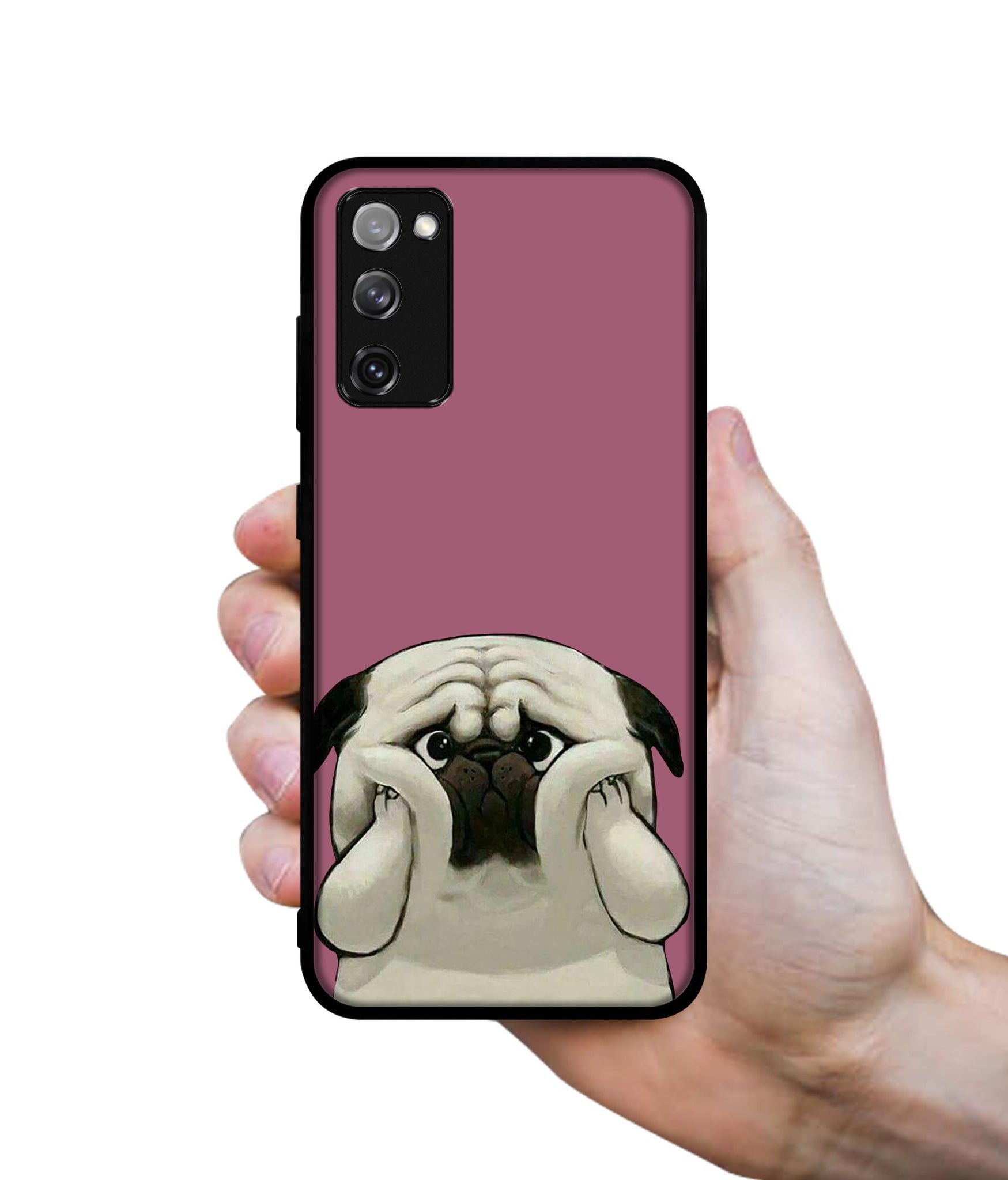Cute Pug Holding Big Cheeks Designer 2D Printed Back Case Cover for Samsung Galaxy S20 FE 5G / 4G