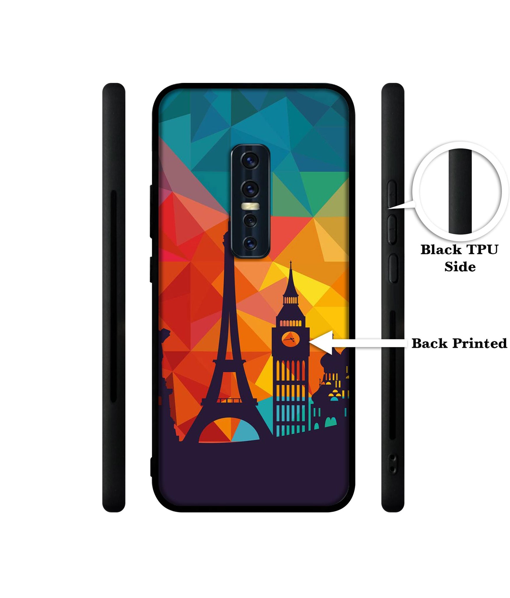 Colored Paris Designer 2D Printed Back Case Cover for Vivo V17 Pro 4G