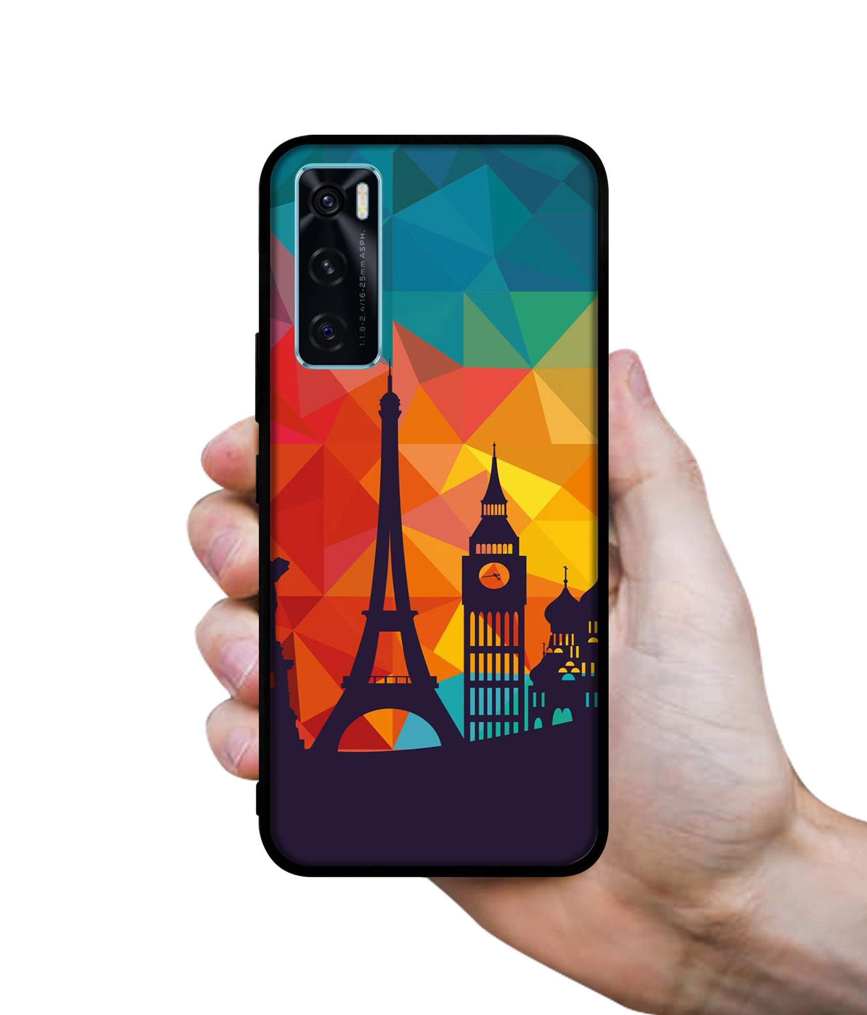 Colored Paris Designer 2D Printed Back Case Cover for Vivo V20 SE 4G