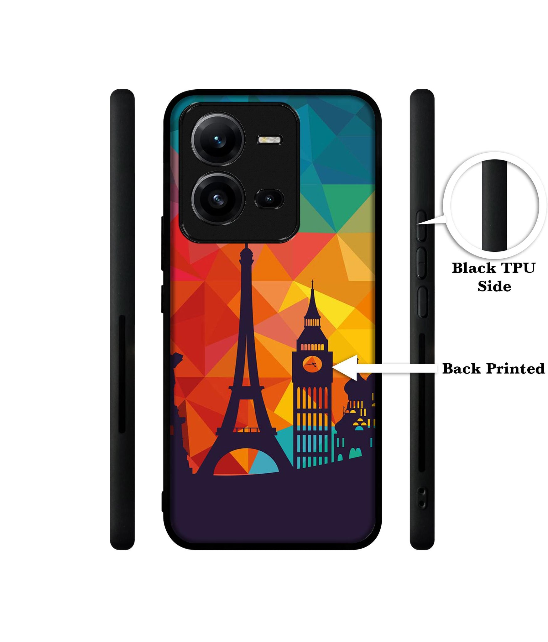 Colored Paris Designer 2D Printed Back Case Cover for Vivo V25 5G