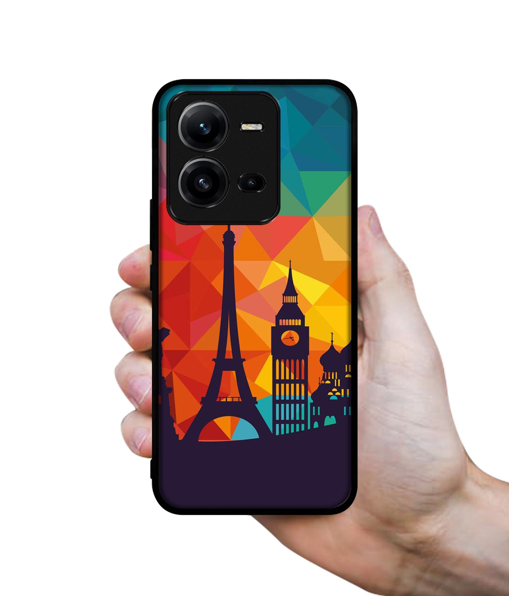 Colored Paris Designer 2D Printed Back Case Cover for Vivo V25 5G