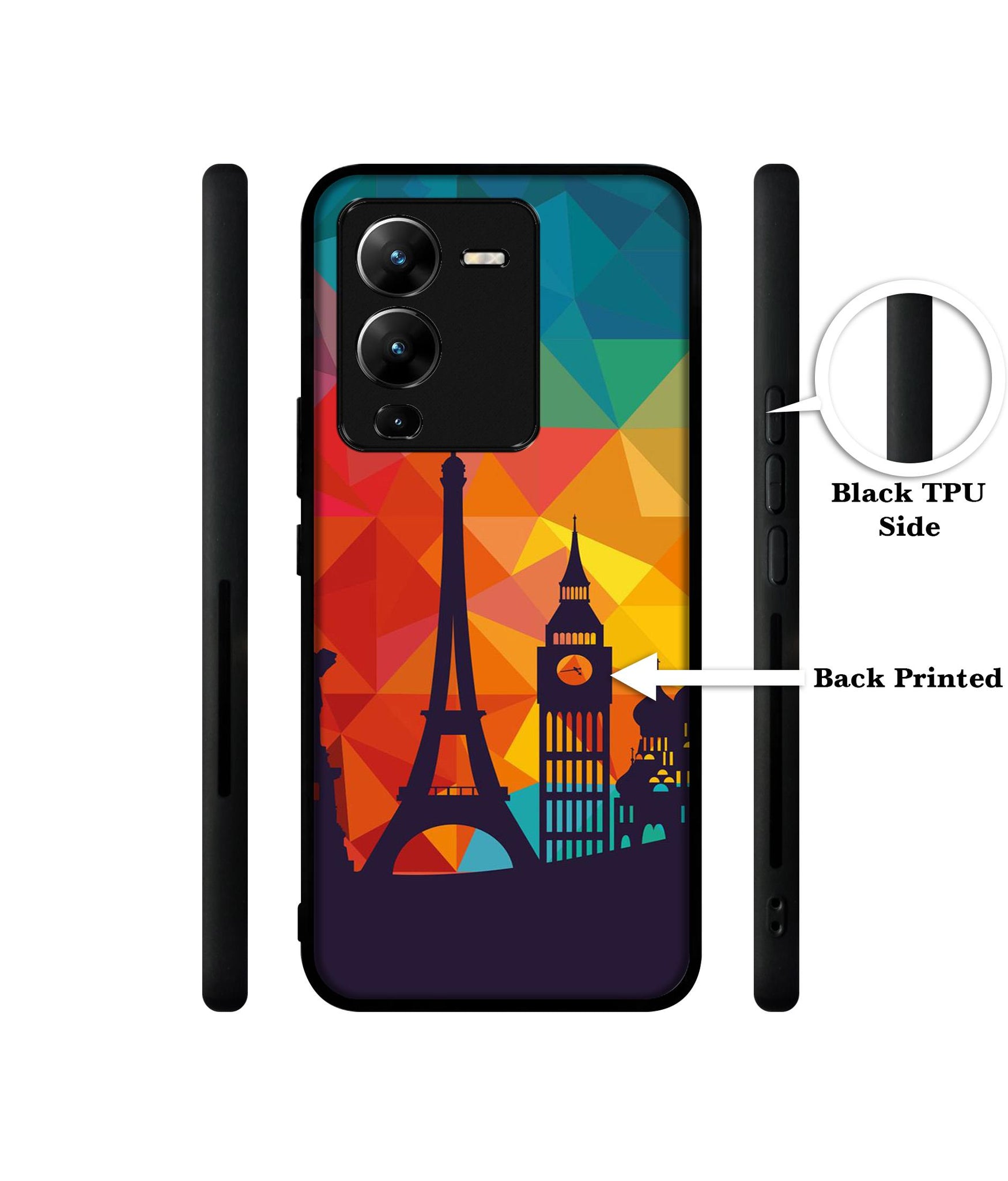Colored Paris Designer 2D Printed Back Case Cover for Vivo V25 Pro 5G