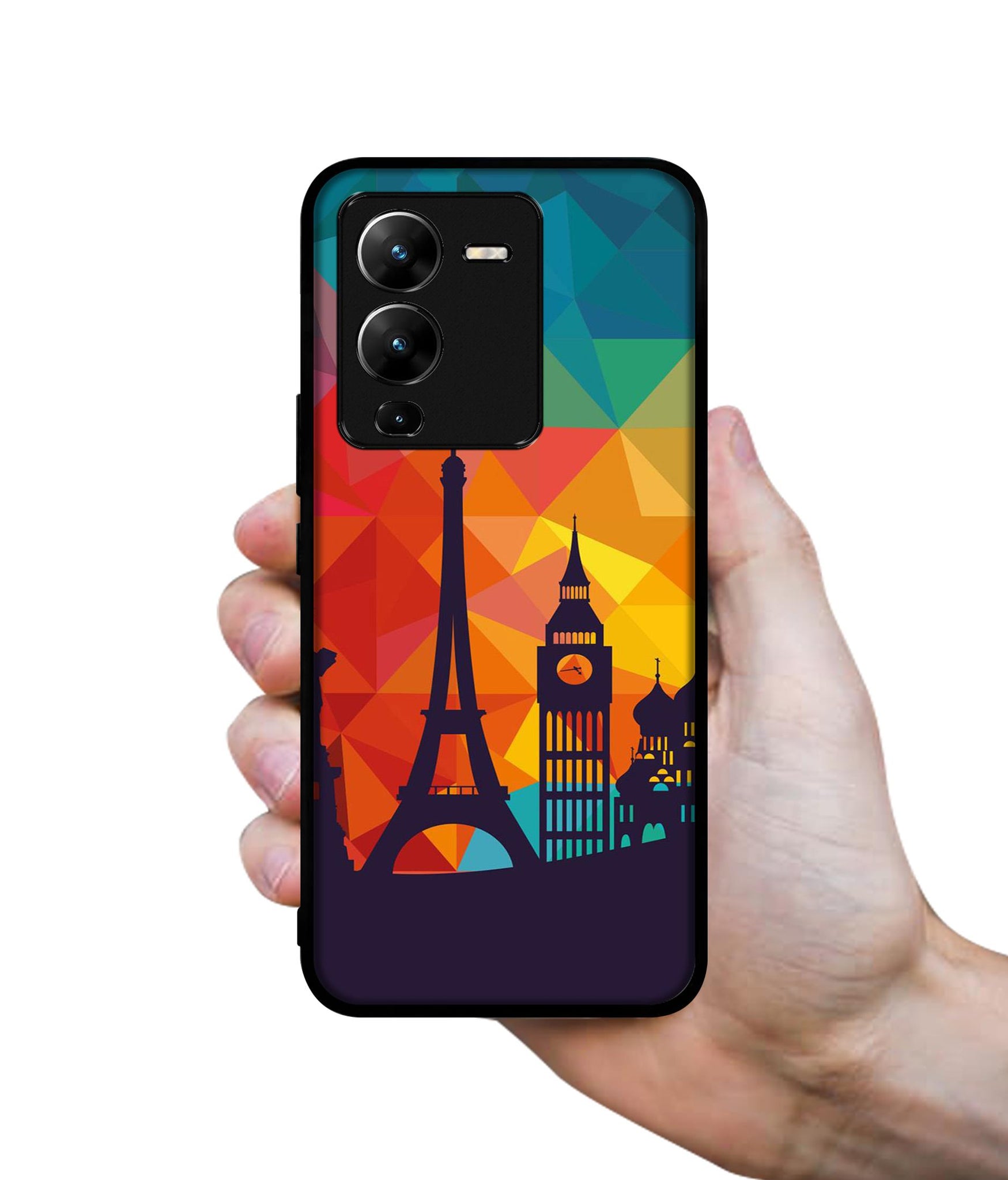 Colored Paris Designer 2D Printed Back Case Cover for Vivo V25 Pro 5G