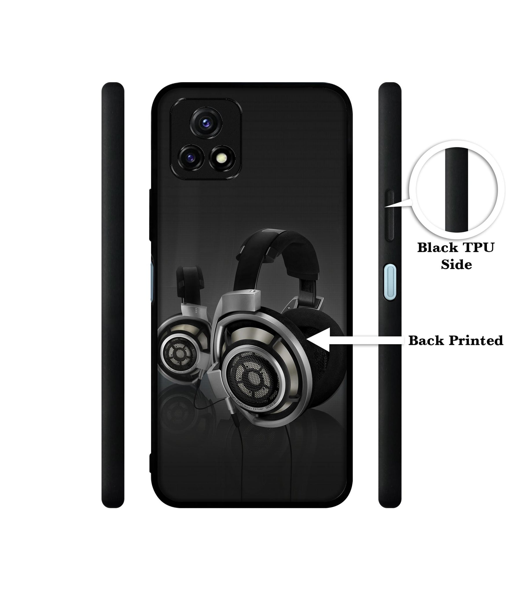 Head Phone Designer 2D Printed Back Case Cover for Vivo Y72 5G / Y31s 5G / Y52s 5G