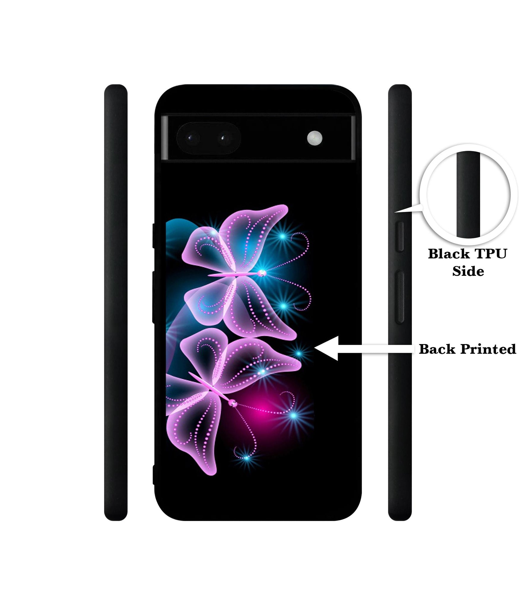 Butterflies Neon Light Designer 2D Printed Back Case Cover for Google Pixel 6a 5G