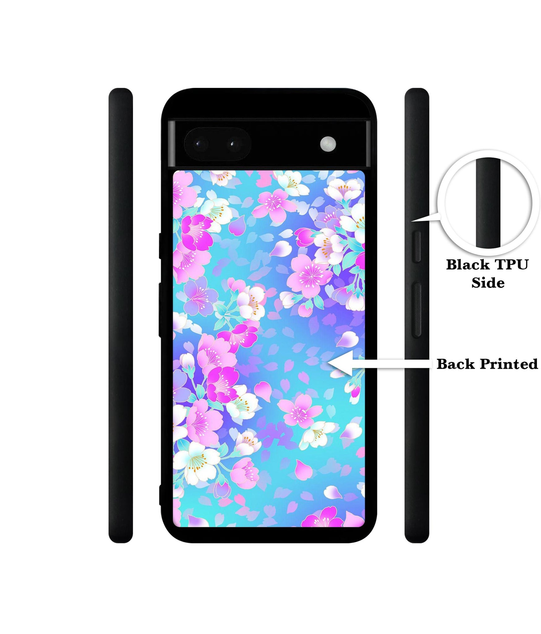 Floral Blue Pattern Designer 2D Printed Back Case Cover for Google Pixel 6a 5G