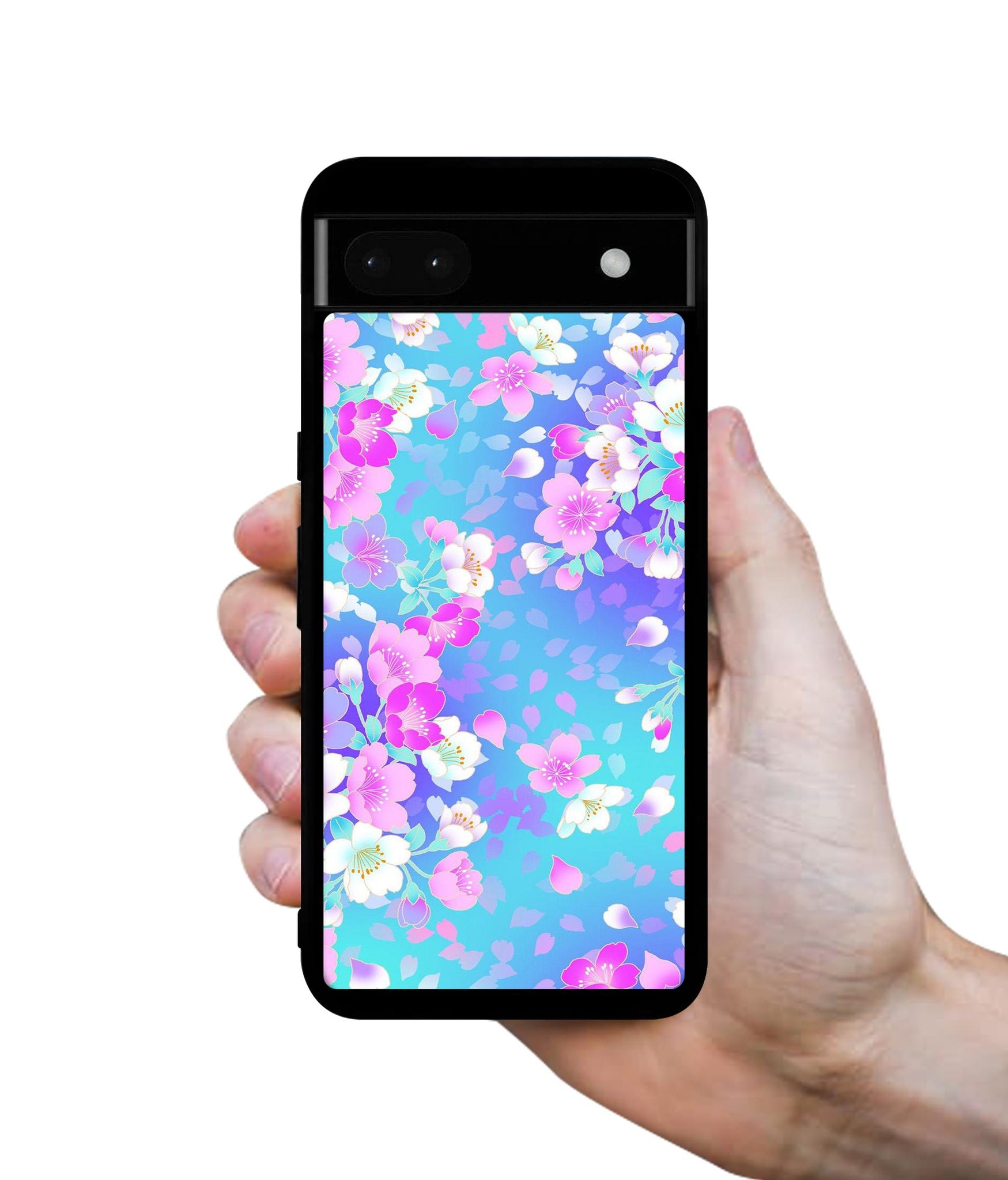 Floral Blue Pattern Designer 2D Printed Back Case Cover for Google Pixel 6a 5G