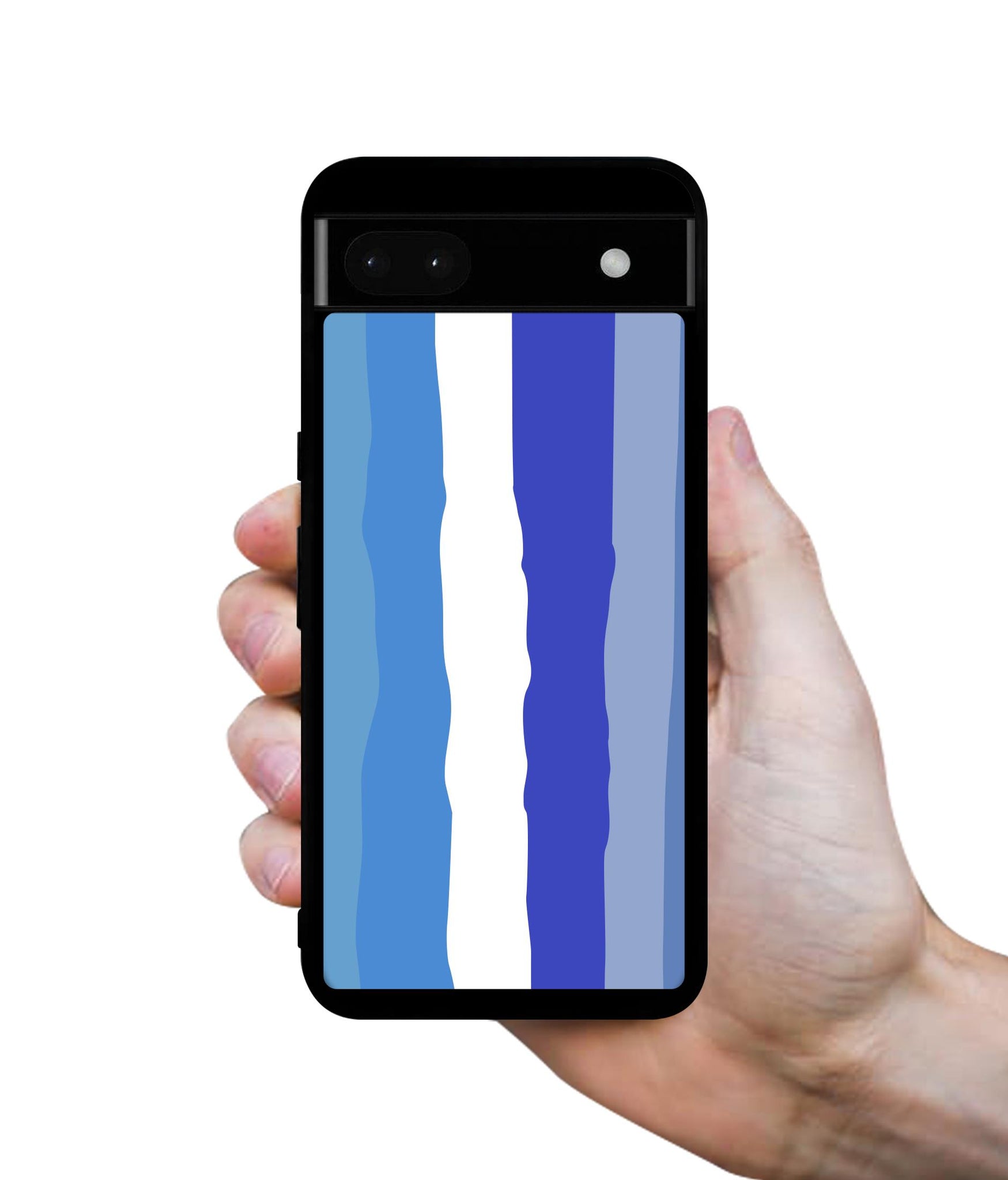 Blue Stripes Rainbow Designer 2D Printed Back Case Cover for Google Pixel 6a 5G