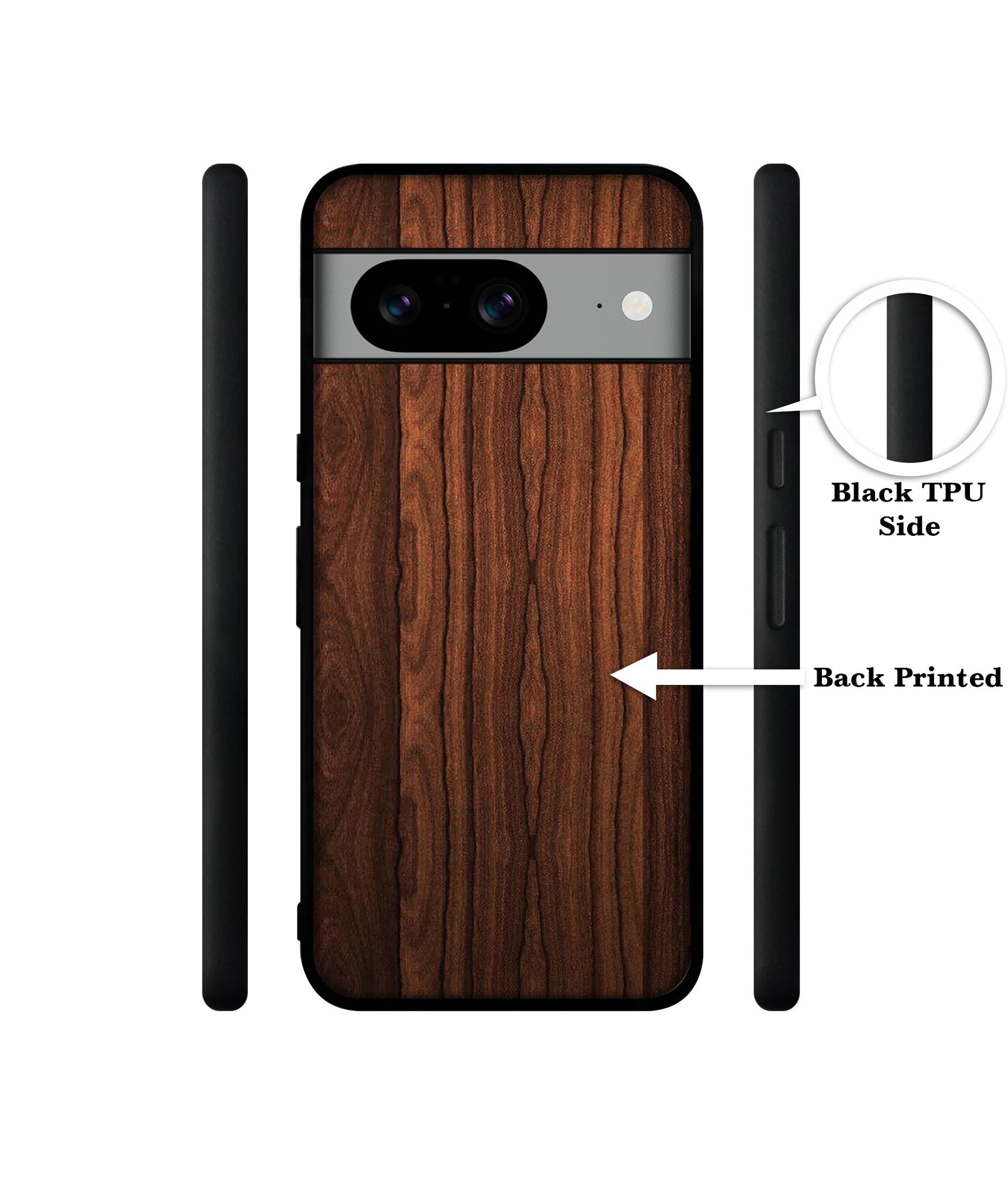 Brown Wooden Texture Designer 2D Printed Back Case Cover for Google Pixel 8 5G