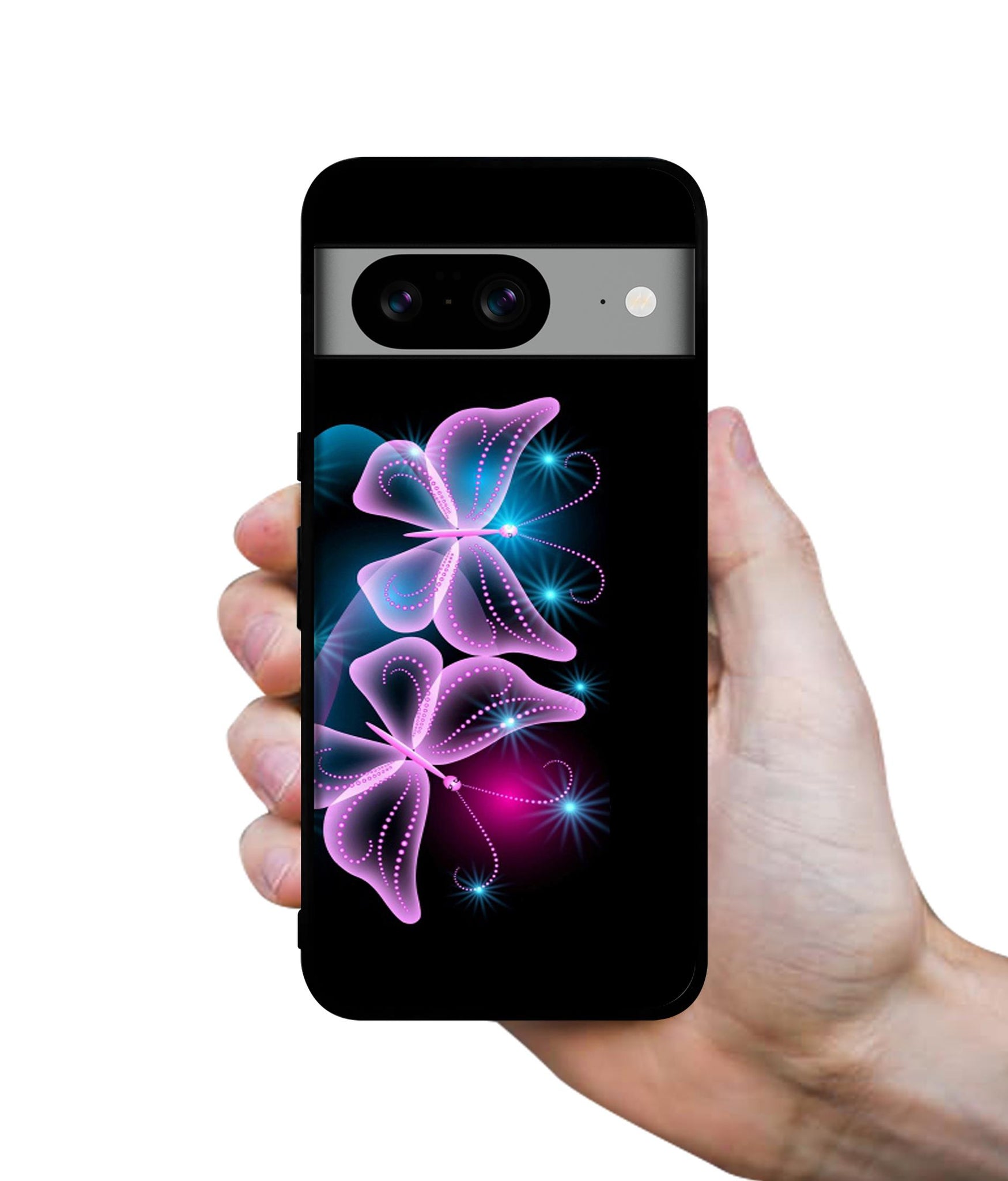 Butterflies Neon Light Designer 2D Printed Back Case Cover for Google Pixel 8 5G