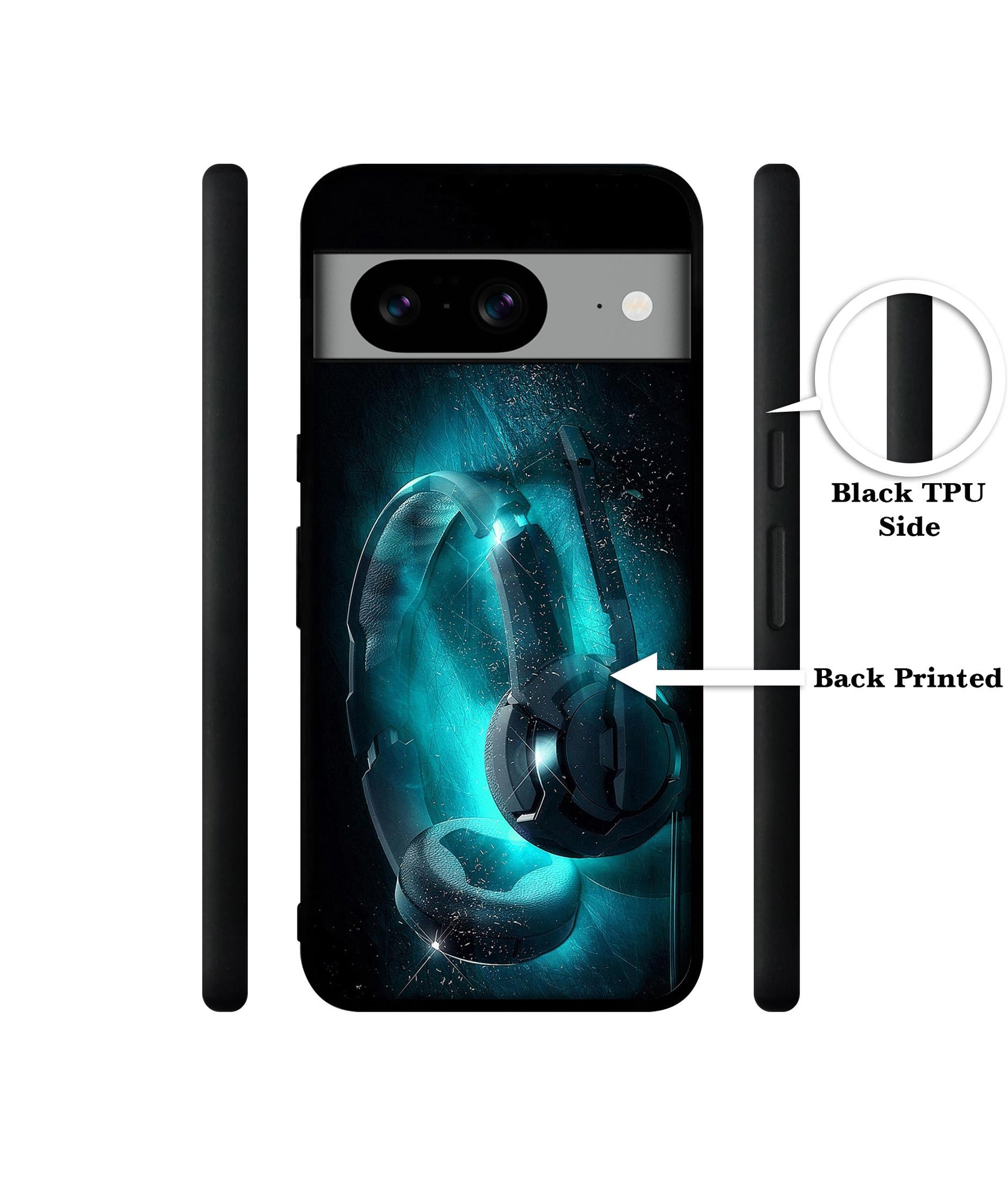 Cool Headphone Designer 2D Printed Back Case Cover for Google Pixel 8 5G