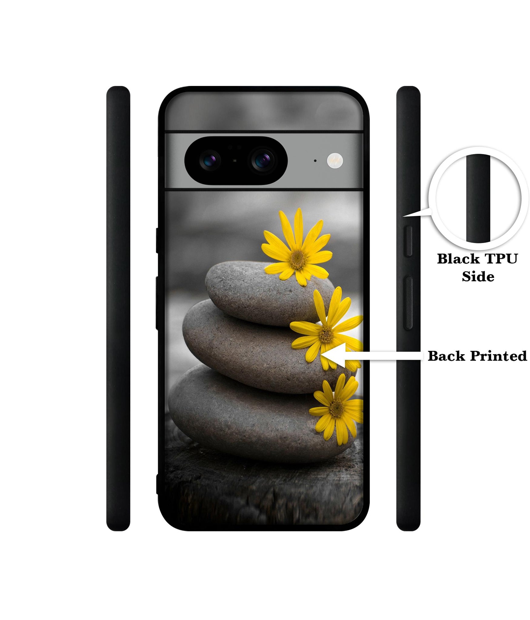 Stones And Flower Designer 2D Printed Back Case Cover for Google Pixel 8 5G