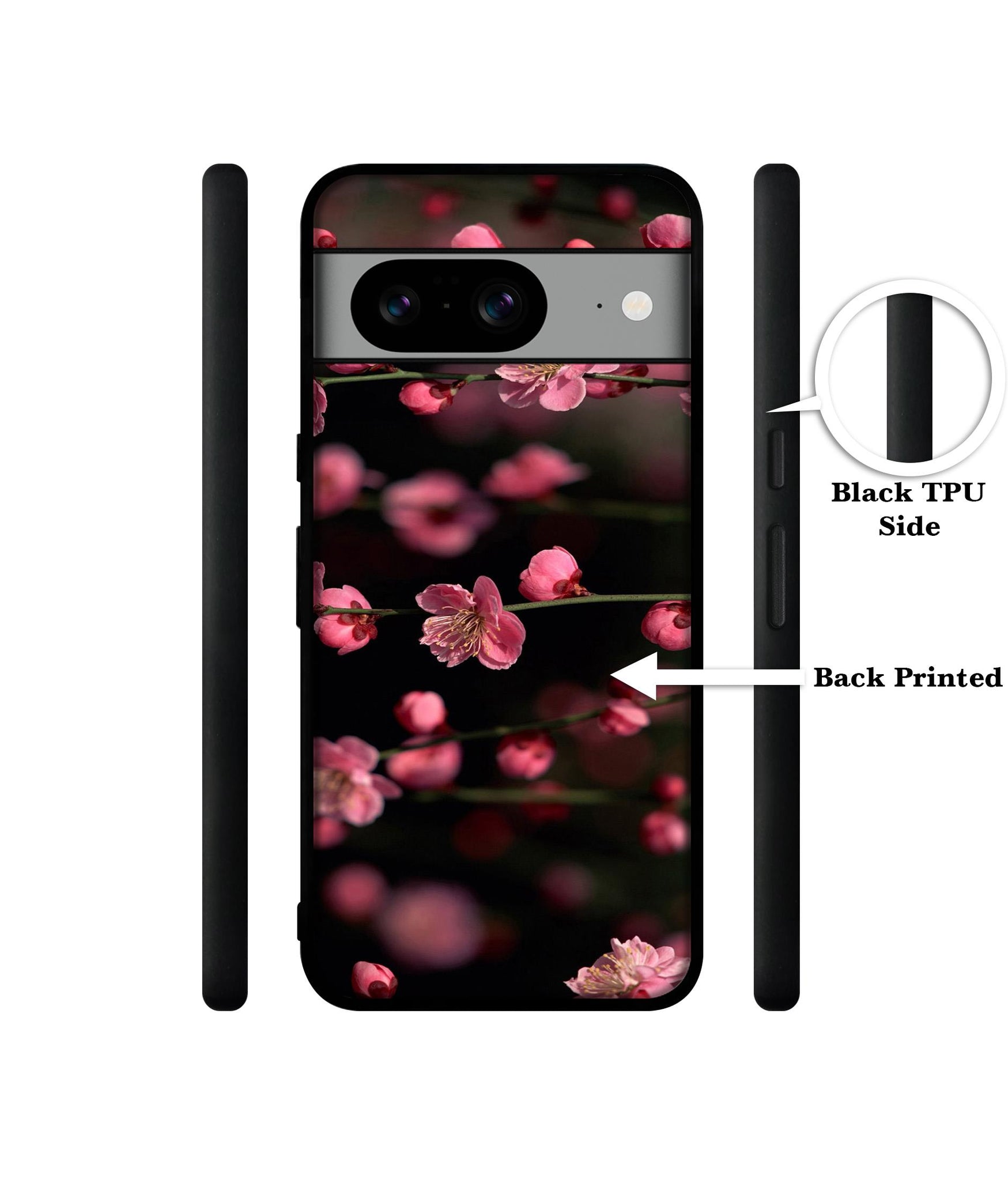 Pink Flowers Designer 2D Printed Back Case Cover for Google Pixel 8 5G