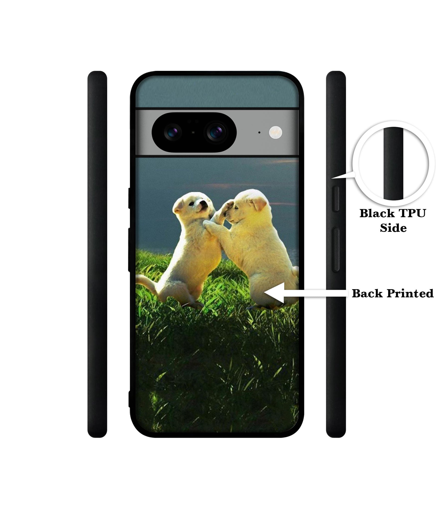 Puppy Couple Sunset Designer 2D Printed Back Case Cover for Google Pixel 8 5G