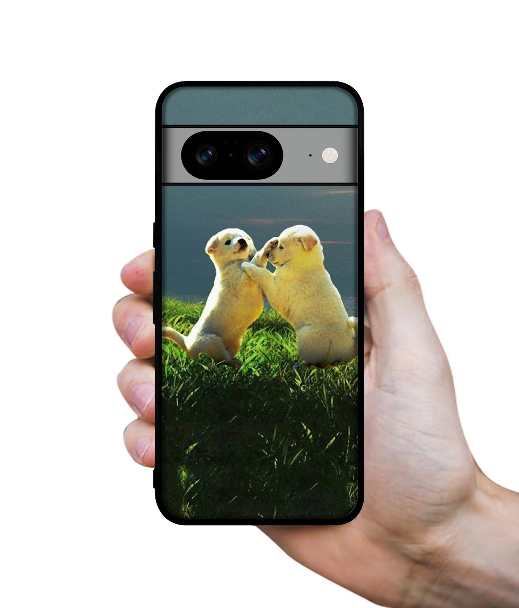 Puppy Couple Sunset Designer 2D Printed Back Case Cover for Google Pixel 8 5G