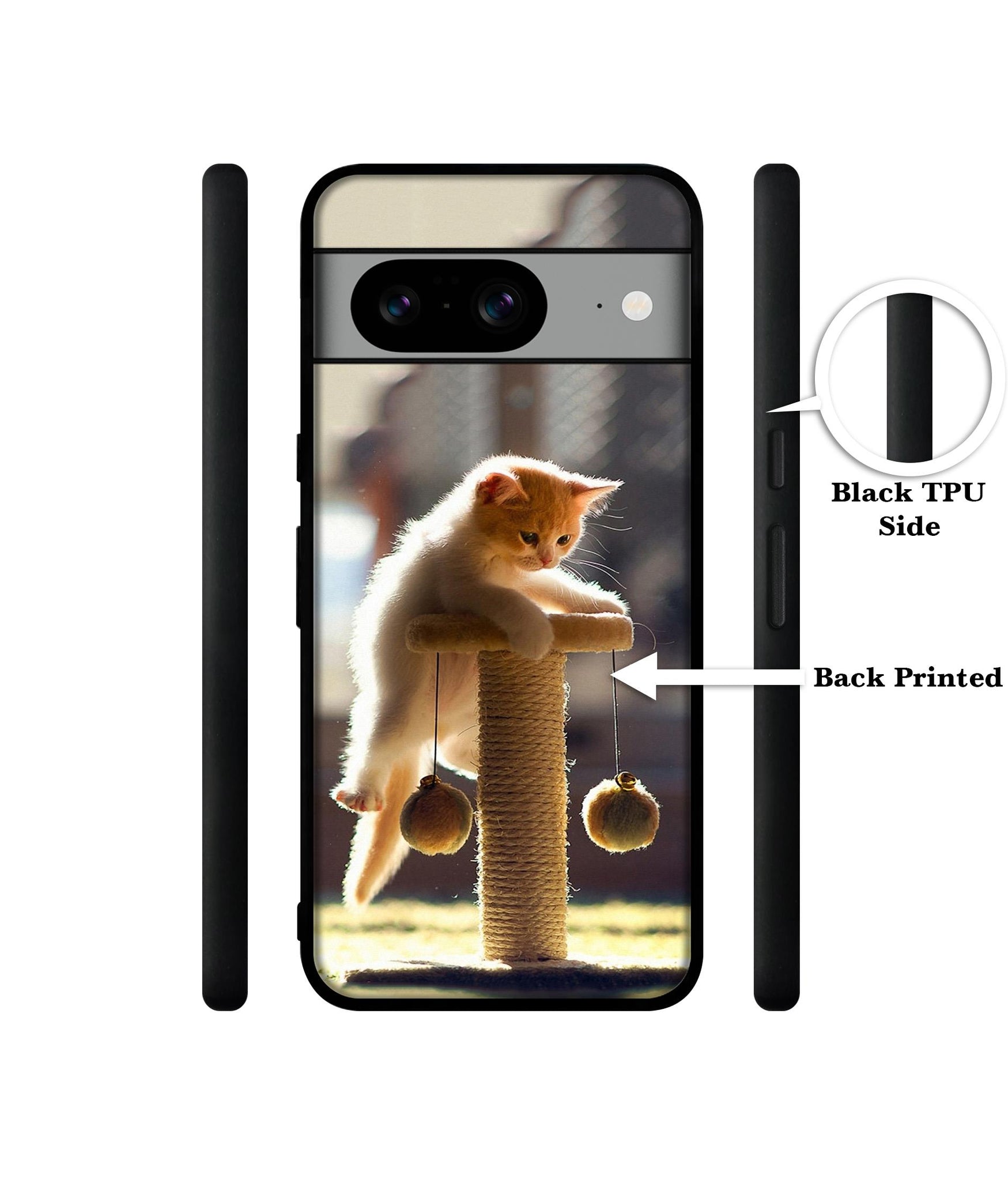 Cat Climbing Designer 2D Printed Back Case Cover for Google Pixel 8 5G