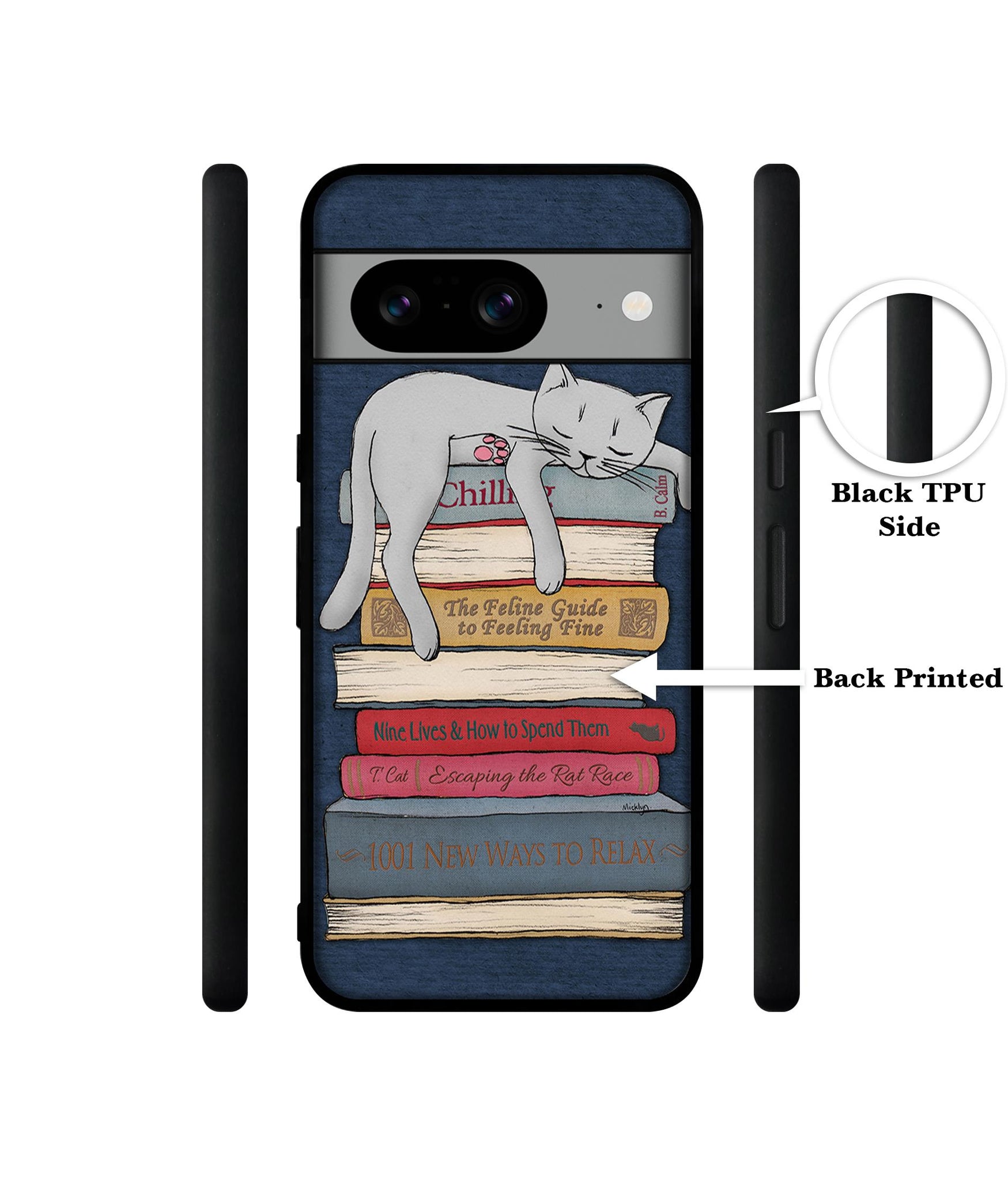Cat Sleeping On The Books Designer 2D Printed Back Case Cover for Google Pixel 8 5G