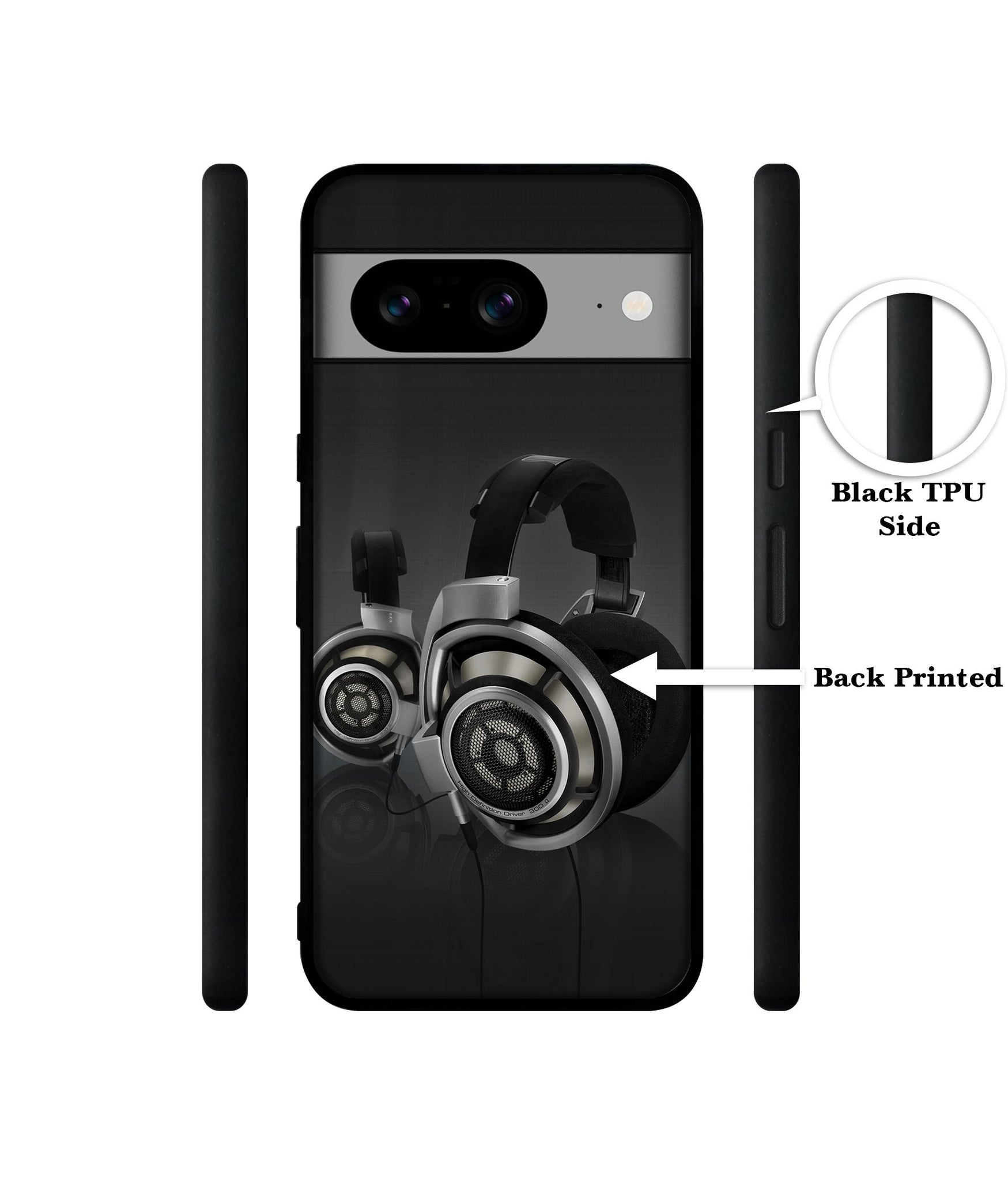 Head Phone Designer 2D Printed Back Case Cover for Google Pixel 8 5G