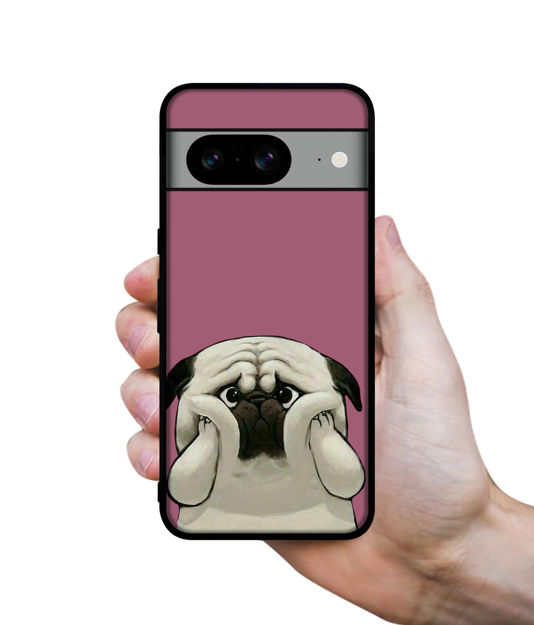 Cute Pug Holding Big Cheeks Designer 2D Printed Back Case Cover for Google Pixel 8 5G