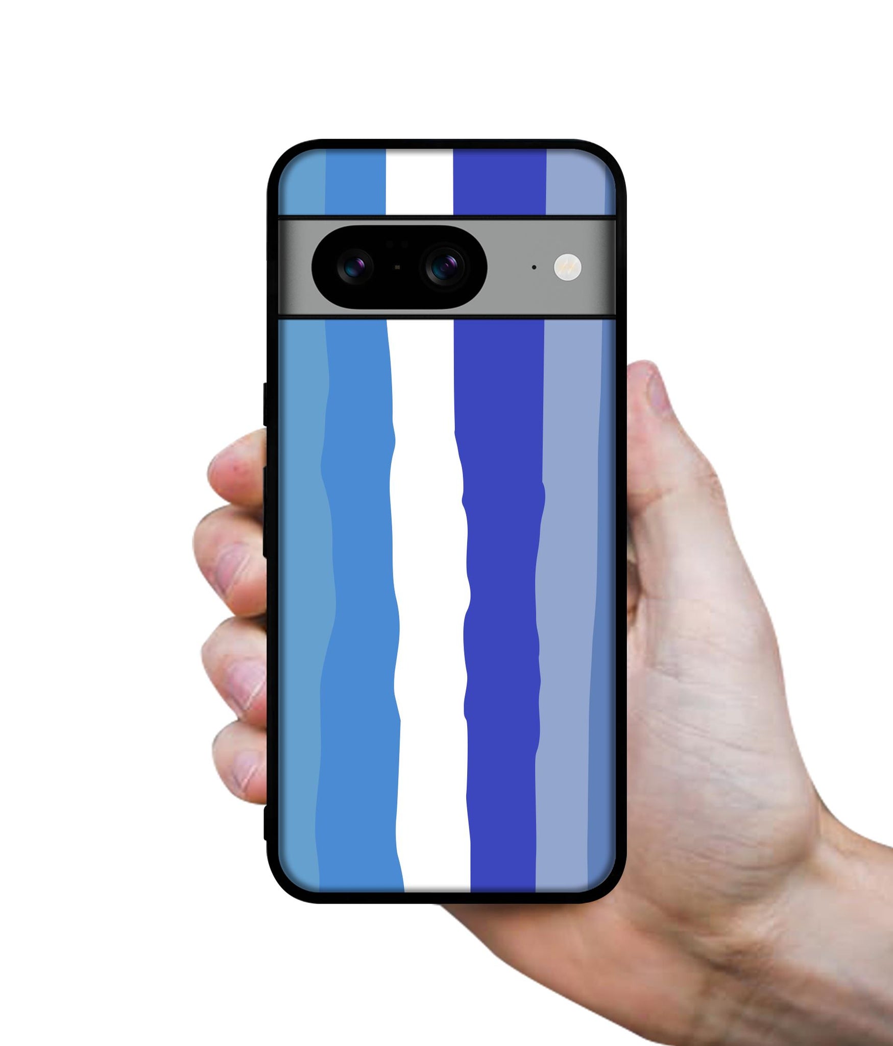 Blue Stripes Rainbow Designer 2D Printed Back Case Cover for Google Pixel 8 5G