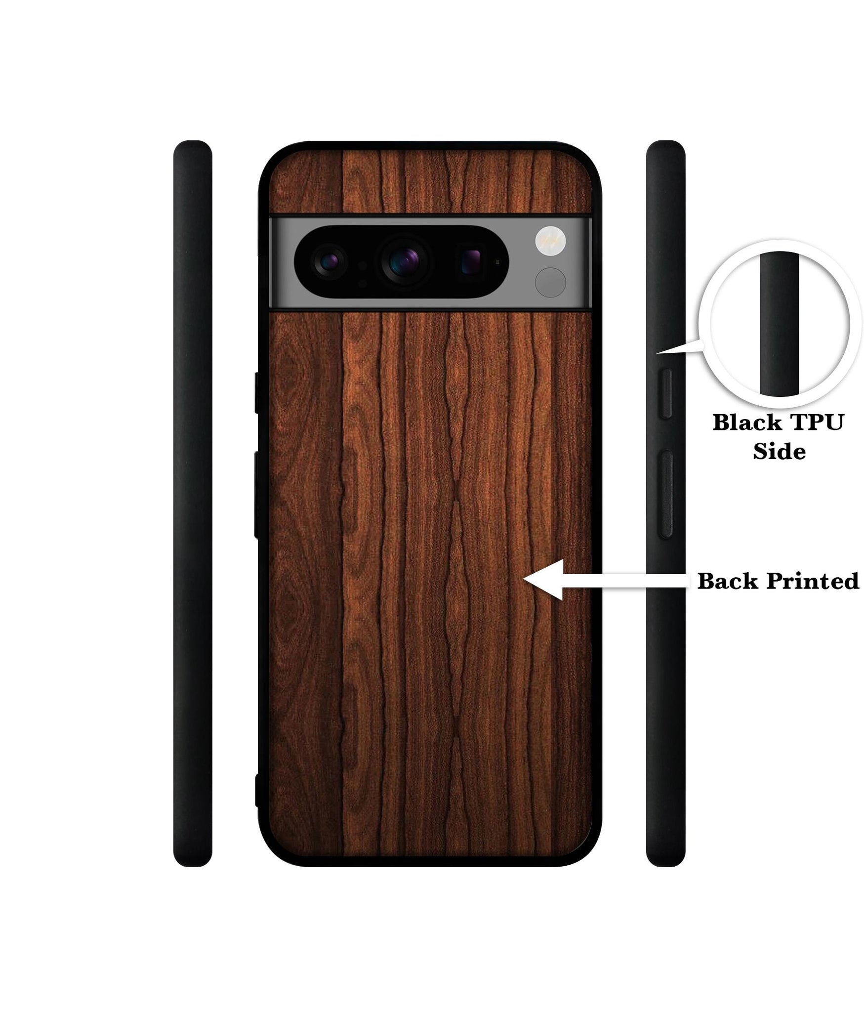 Brown Wooden Texture Designer 2D Printed Back Case Cover for Google Pixel 8 Pro 5G