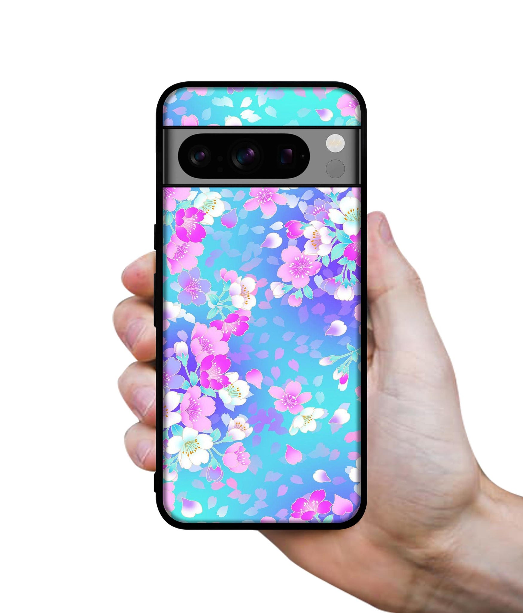 Floral Blue Pattern Designer 2D Printed Back Case Cover for Google Pixel 8 Pro 5G