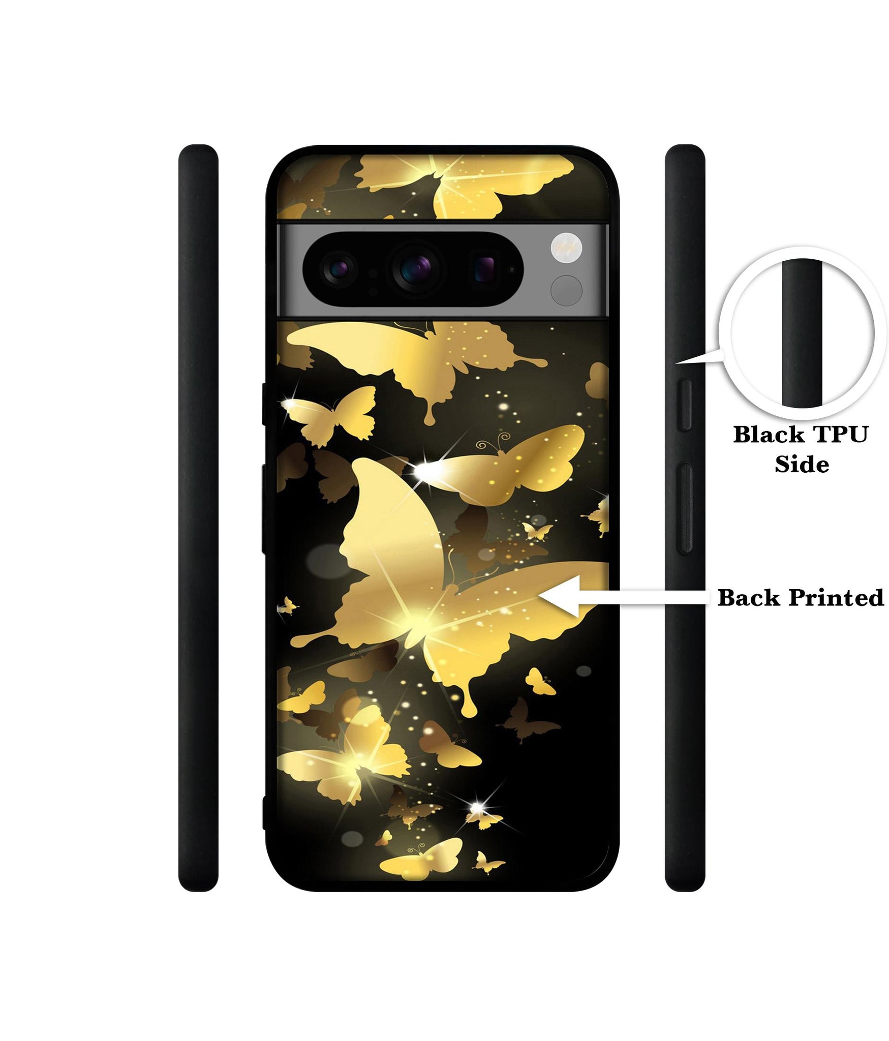 Golden Butterfly Pattern Designer 2D Printed Back Case Cover for Google Pixel 8 Pro 5G