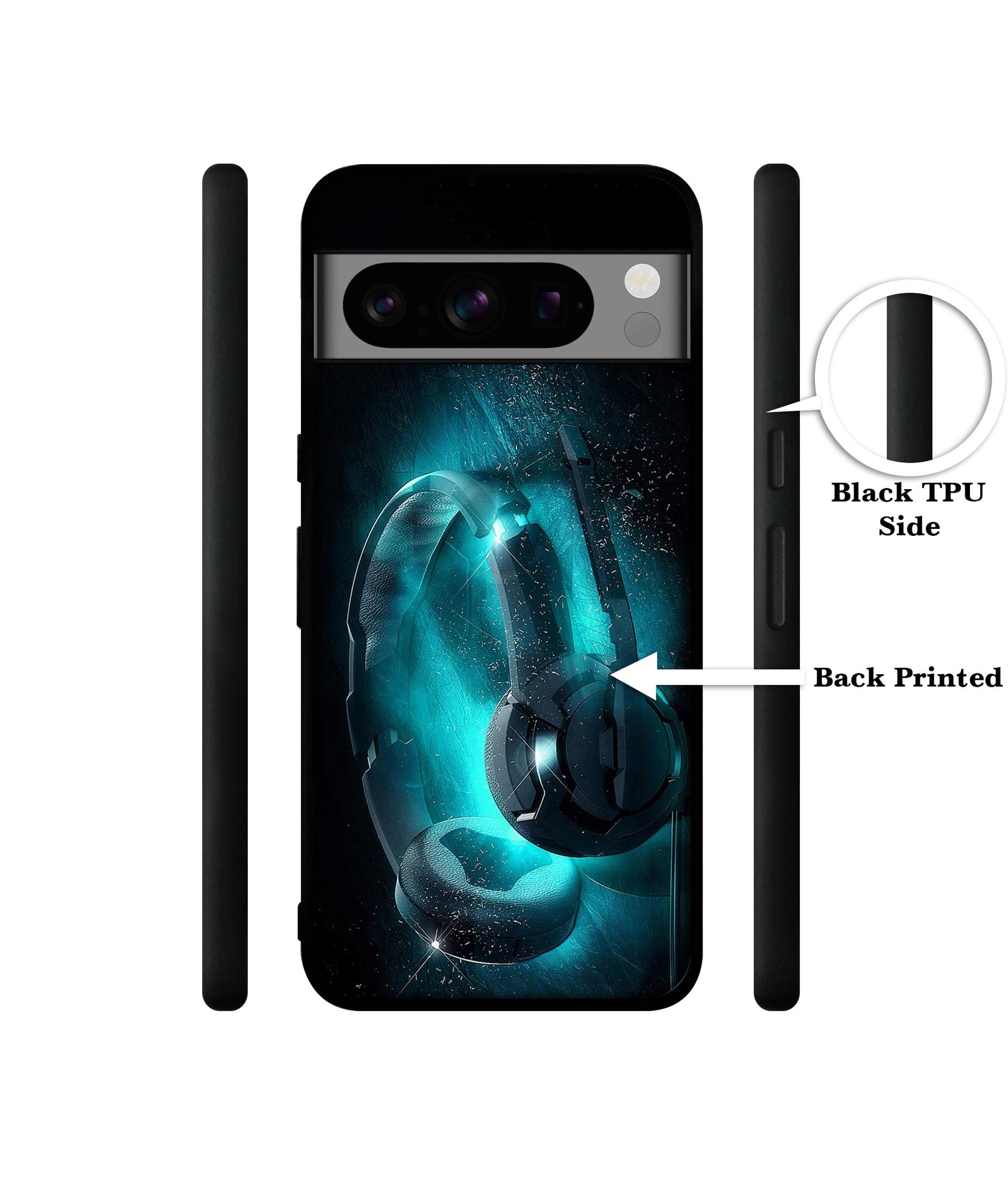 Cool Headphone Designer 2D Printed Back Case Cover for Google Pixel 8 Pro 5G