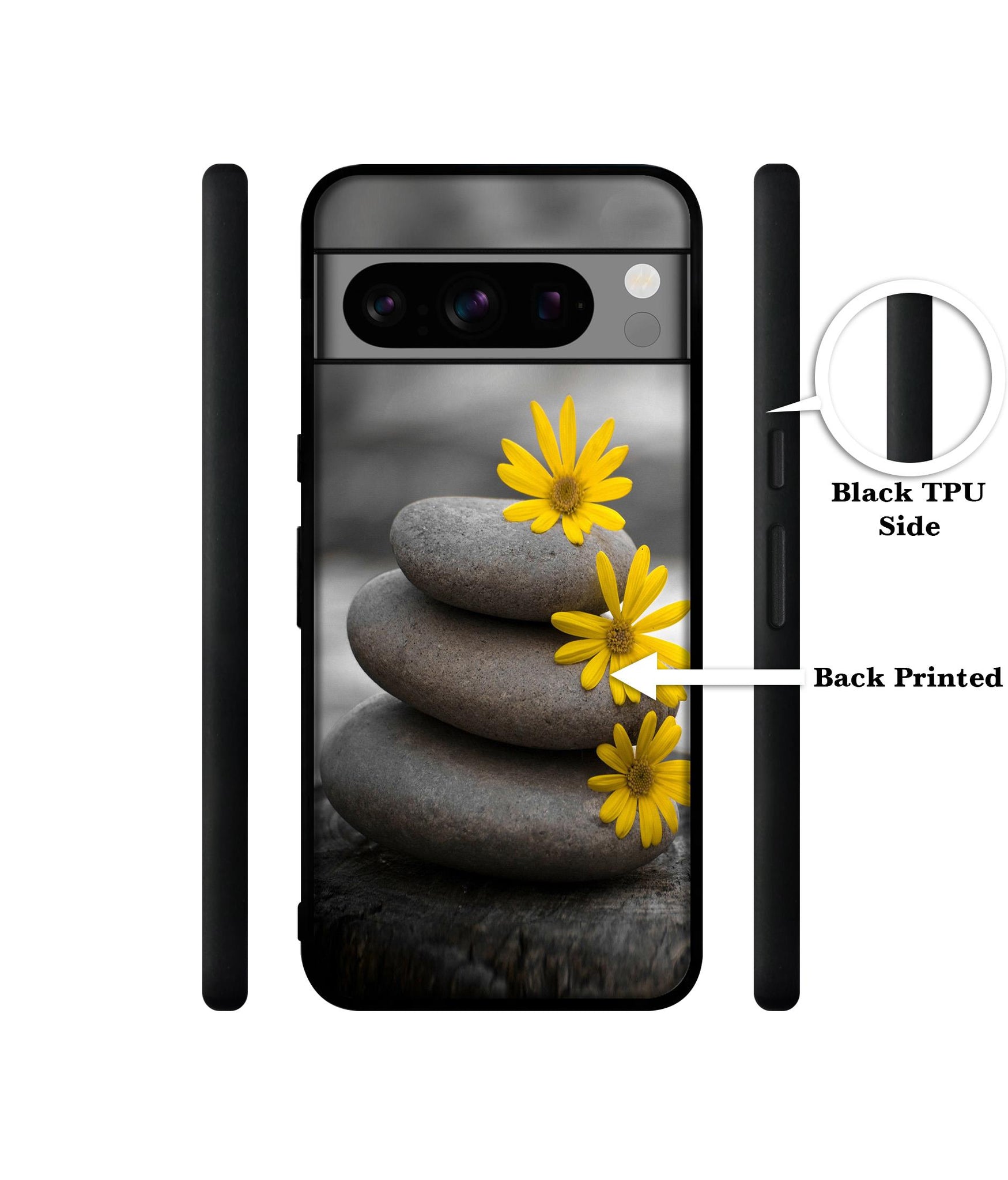Stones And Flower Designer 2D Printed Back Case Cover for Google Pixel 8 Pro 5G