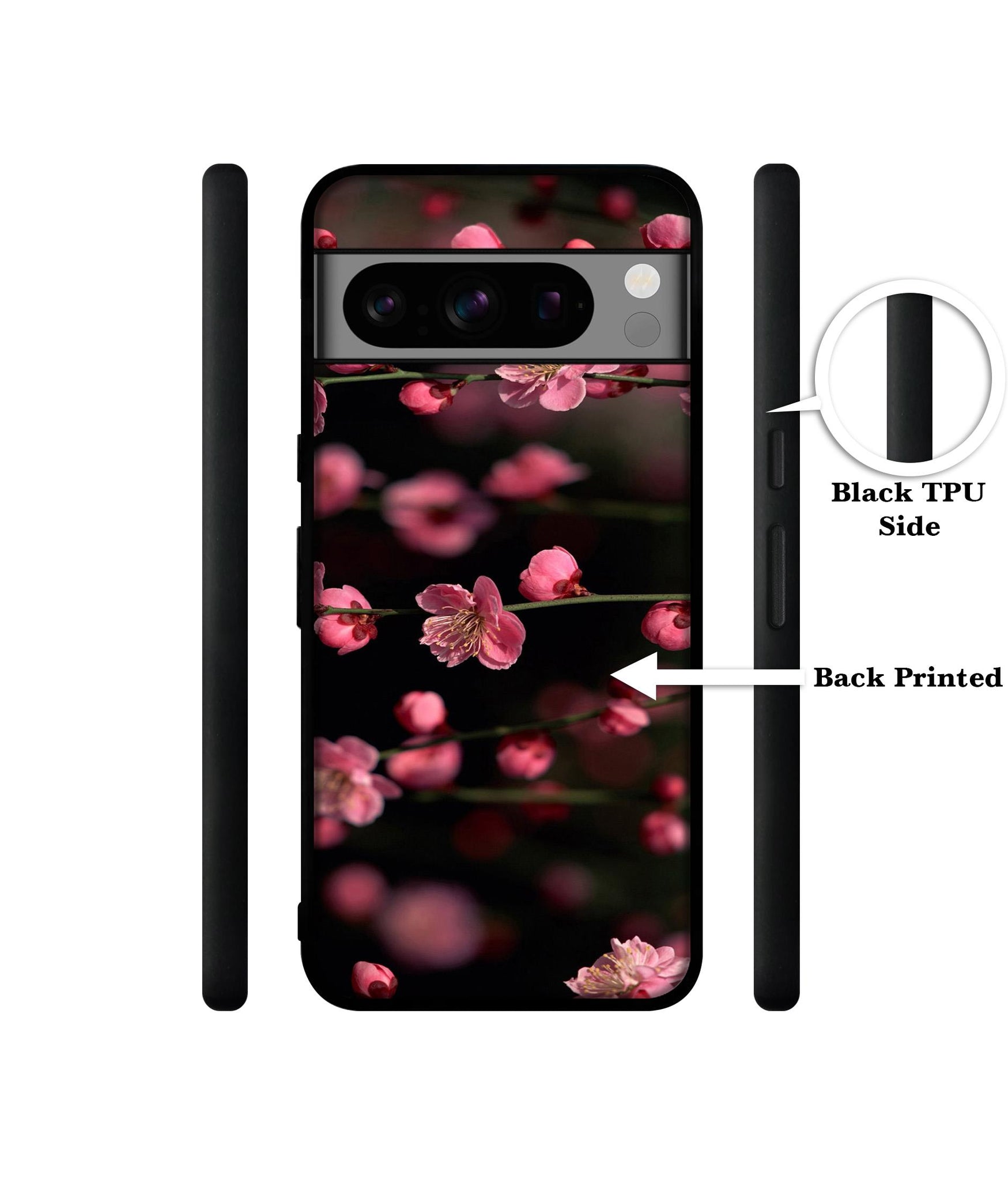 Pink Flowers Designer 2D Printed Back Case Cover for Google Pixel 8 Pro 5G