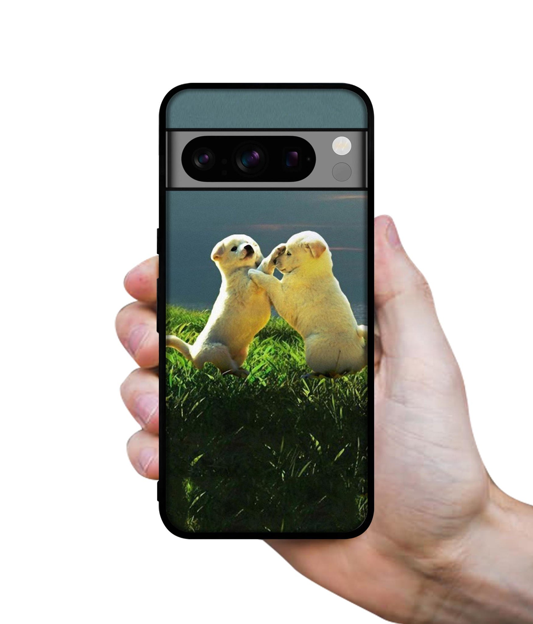 Puppy Couple Sunset Designer 2D Printed Back Case Cover for Google Pixel 8 Pro 5G