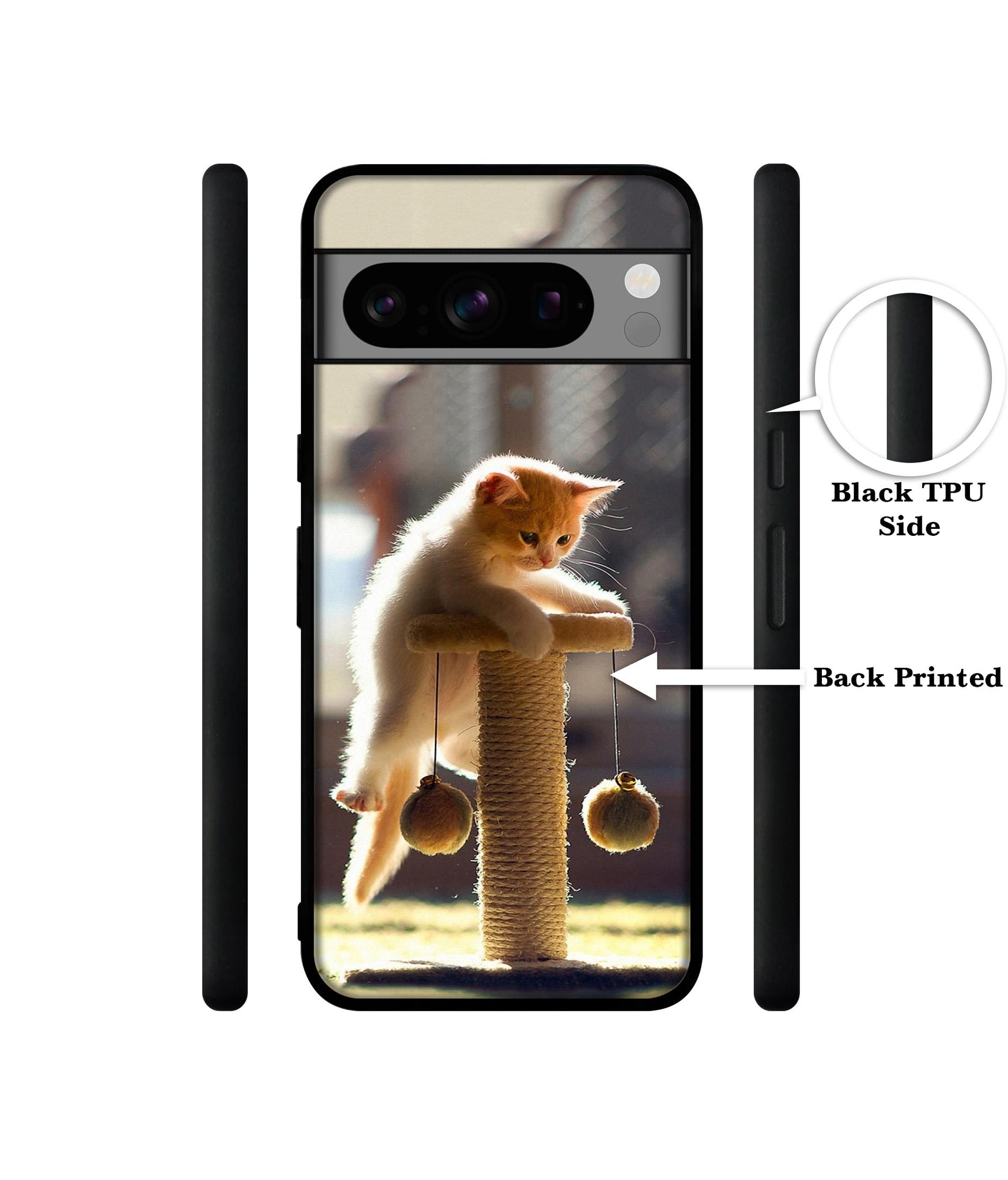 Cat Climbing Designer 2D Printed Back Case Cover for Google Pixel 8 Pro 5G