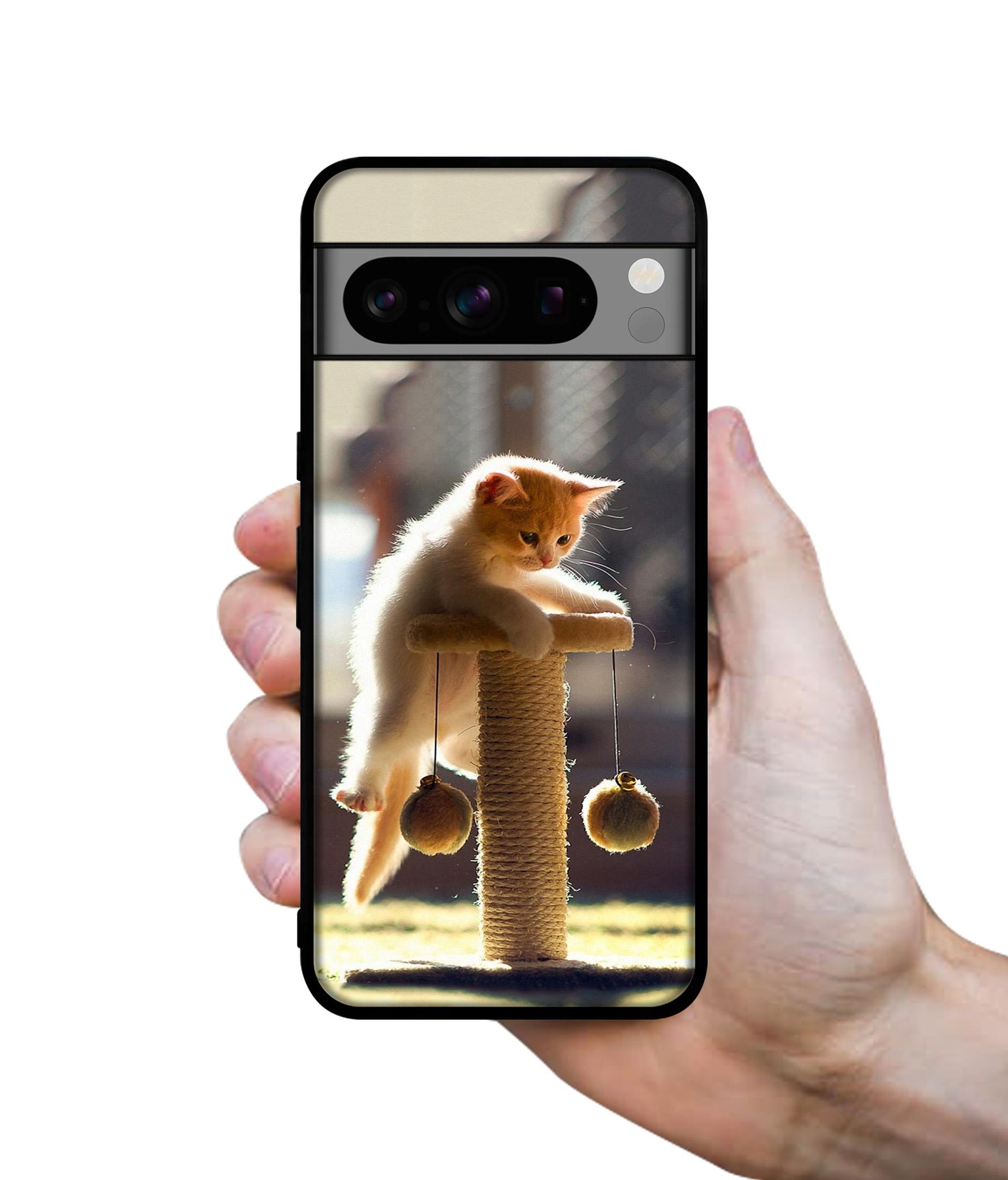 Cat Climbing Designer 2D Printed Back Case Cover for Google Pixel 8 Pro 5G