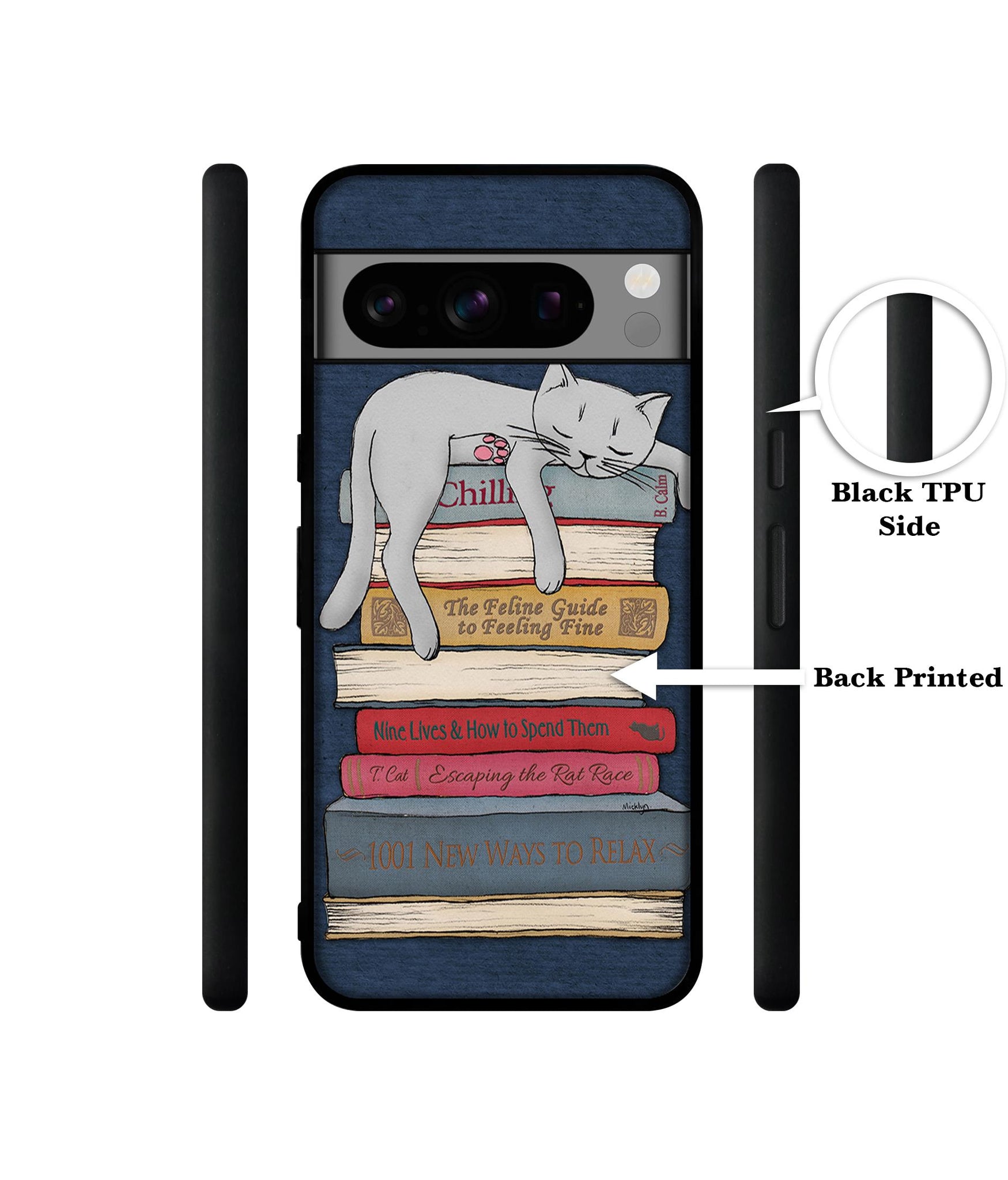Cat Sleeping On The Books Designer 2D Printed Back Case Cover for Google Pixel 8 Pro 5G