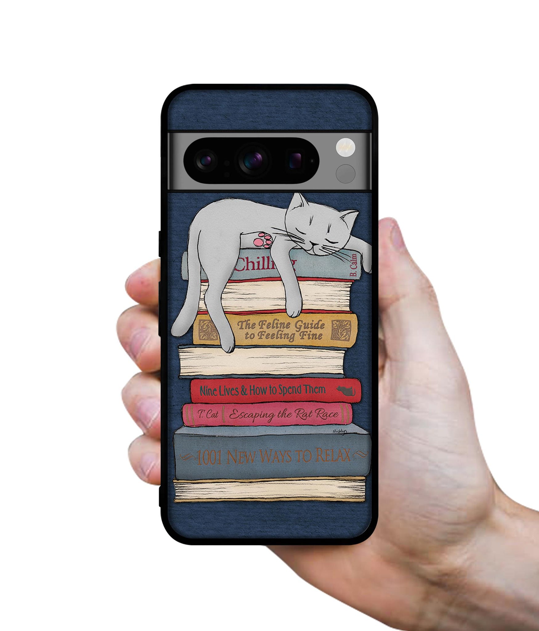 Cat Sleeping On The Books Designer 2D Printed Back Case Cover for Google Pixel 8 Pro 5G