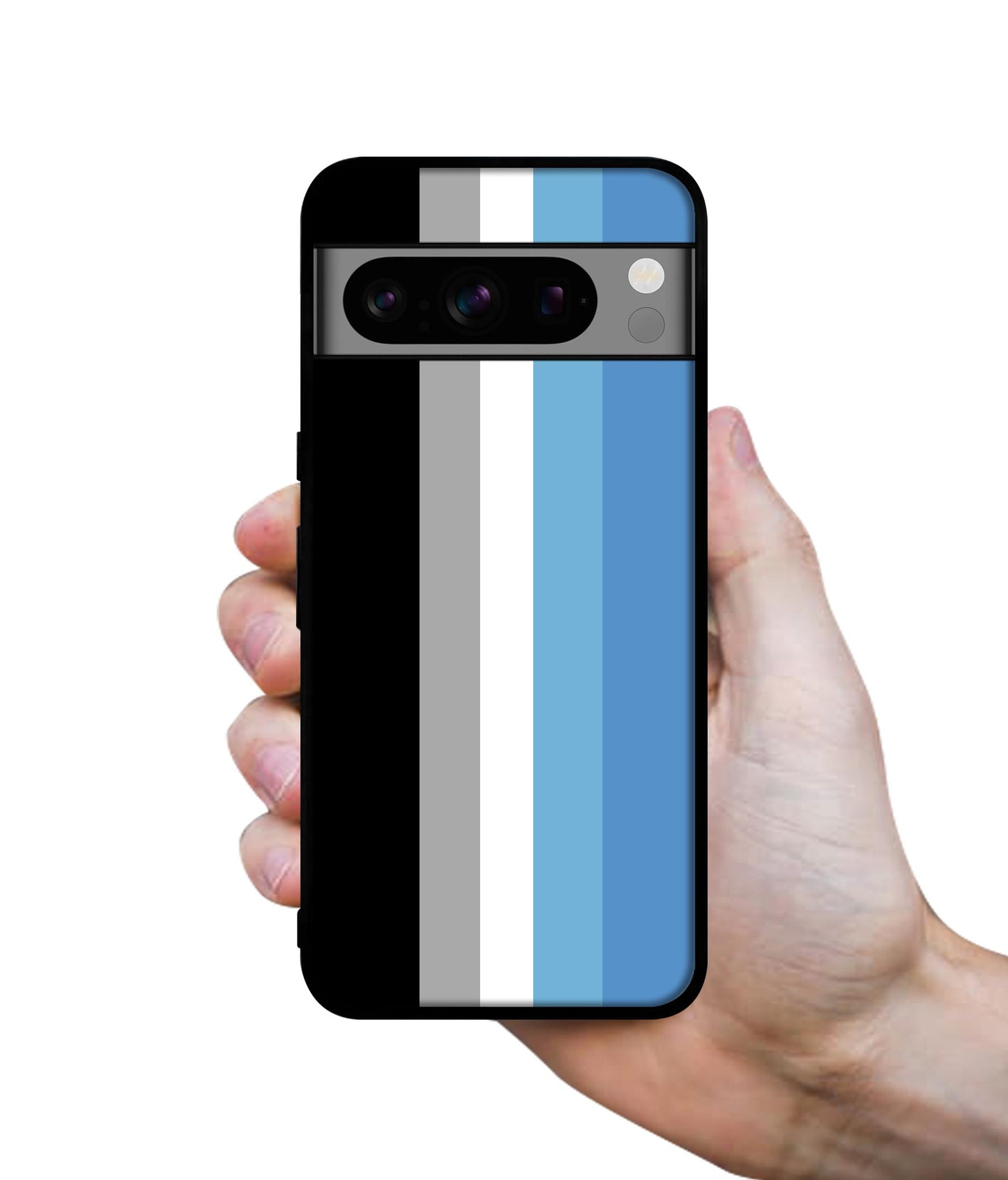 White and Blue Lines Designer 2D Printed Back Case Cover for Google Pixel 8 Pro 5G