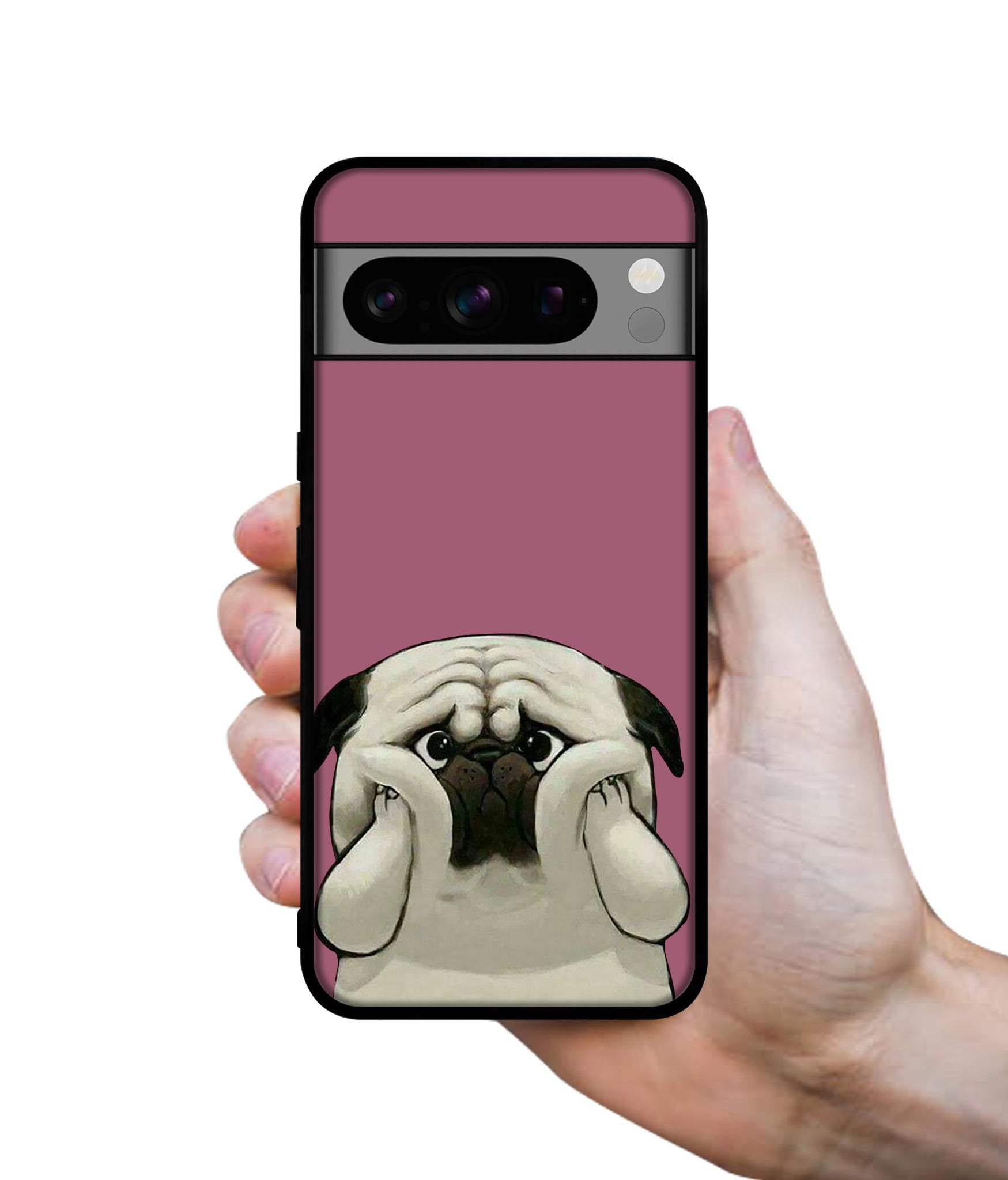 Cute Pug Holding Big Cheeks Designer 2D Printed Back Case Cover for Google Pixel 8 Pro 5G